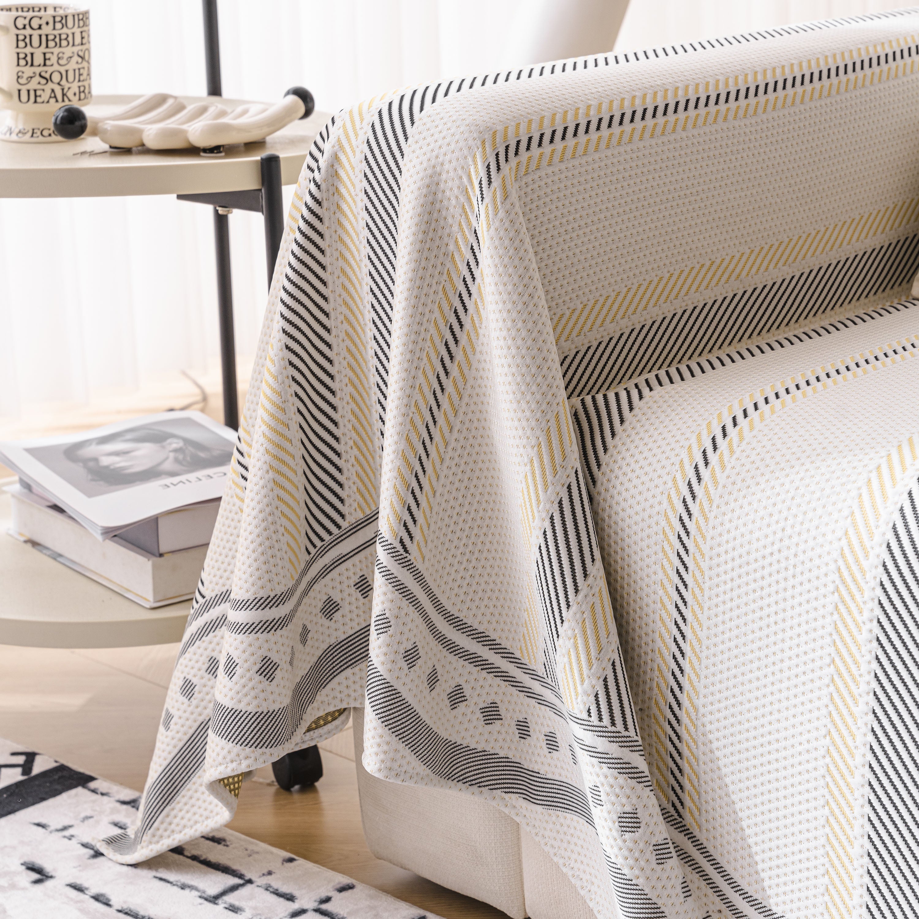 Modern Geometric Cooling Sofa Blanket, Soft & Breathable Striped Couch Throw Cover - Image 28