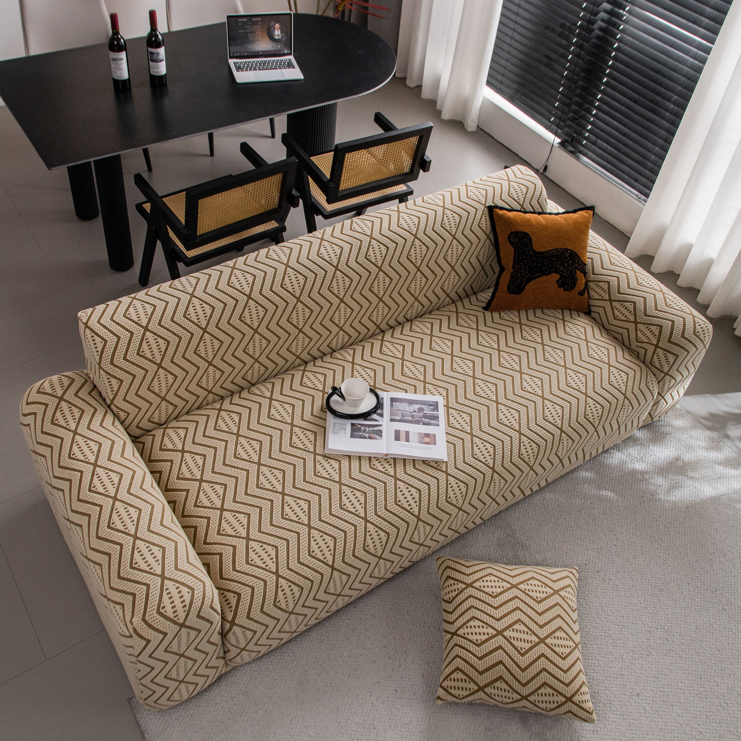 Modern Geometric Jacquard Sofa Slipcover, High Stretch 1-Piece Textured Couch Cover - Image 14