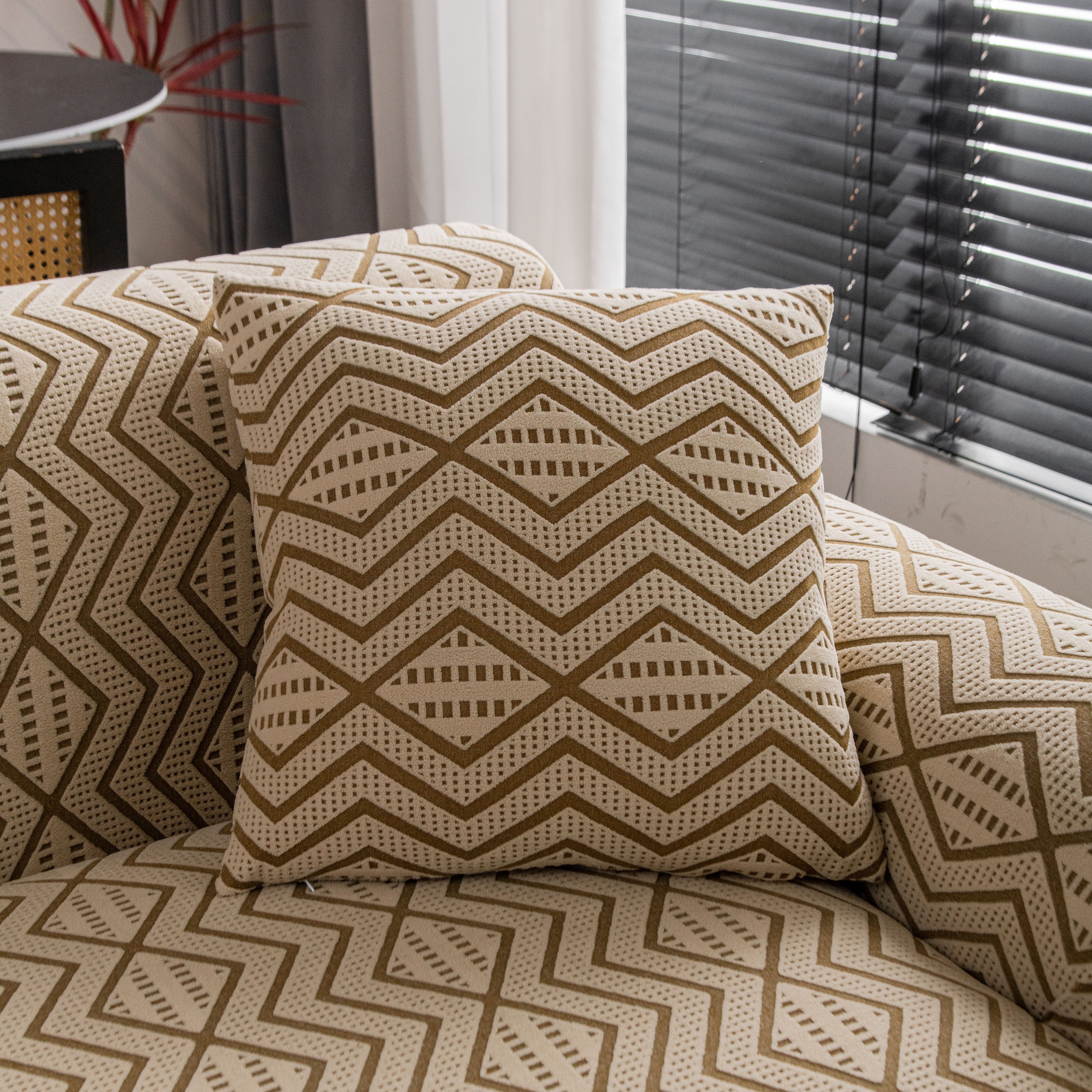 Modern Geometric Jacquard Sofa Slipcover, High Stretch 1-Piece Textured Couch Cover - Image 20