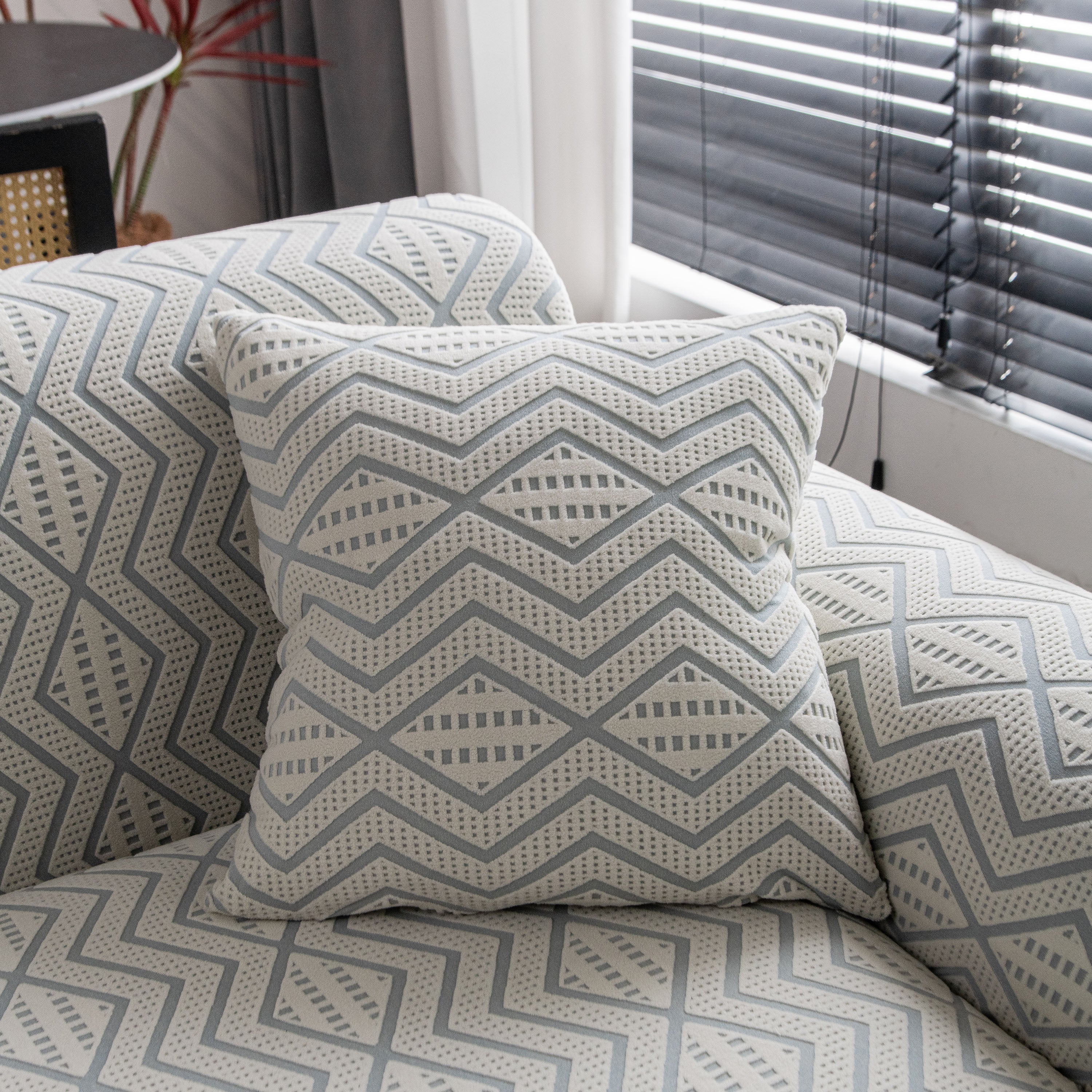 Modern Geometric Jacquard Sofa Slipcover, High Stretch 1-Piece Textured Couch Cover - Image 30