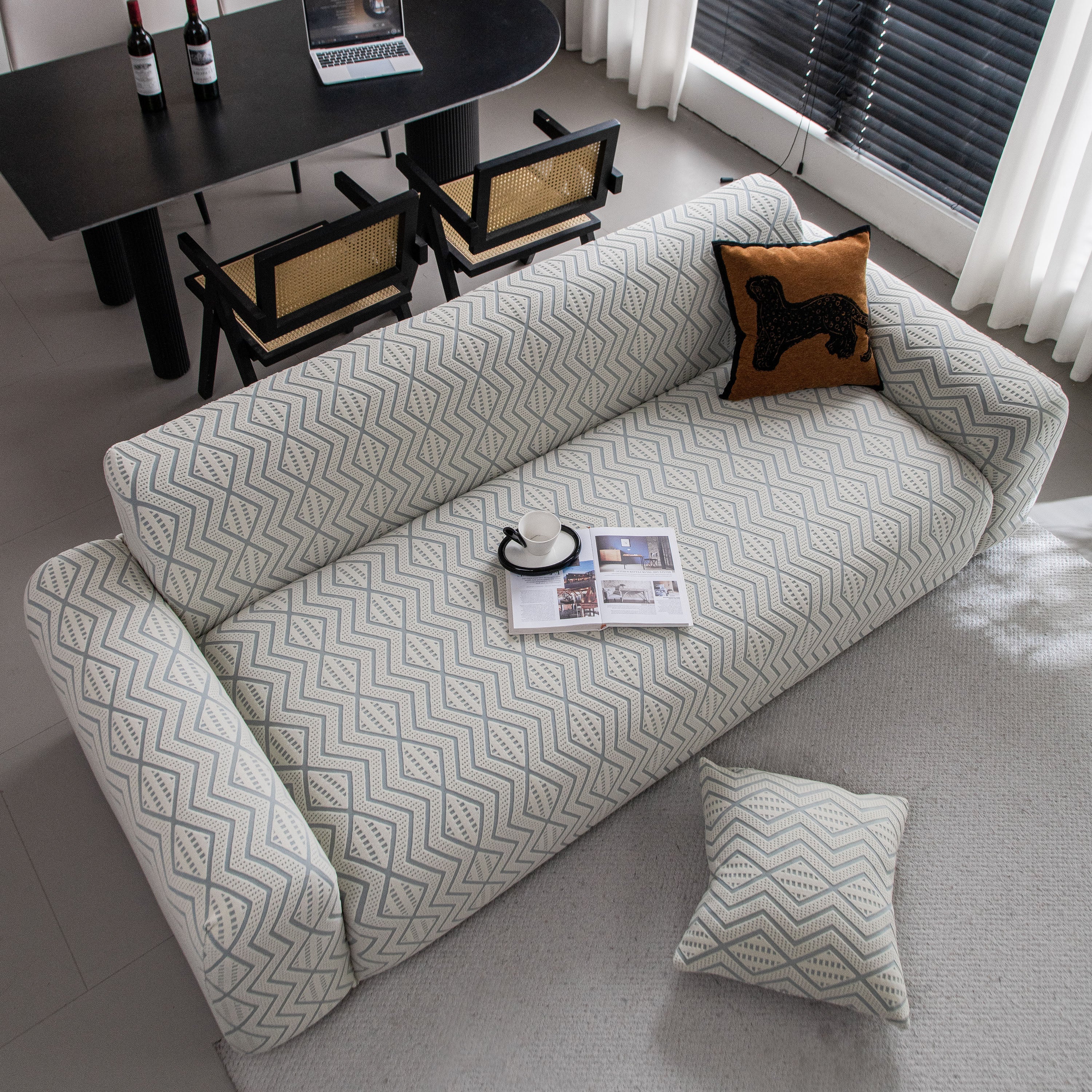 Modern Geometric Jacquard Sofa Slipcover, High Stretch 1-Piece Textured Couch Cover - Image 39