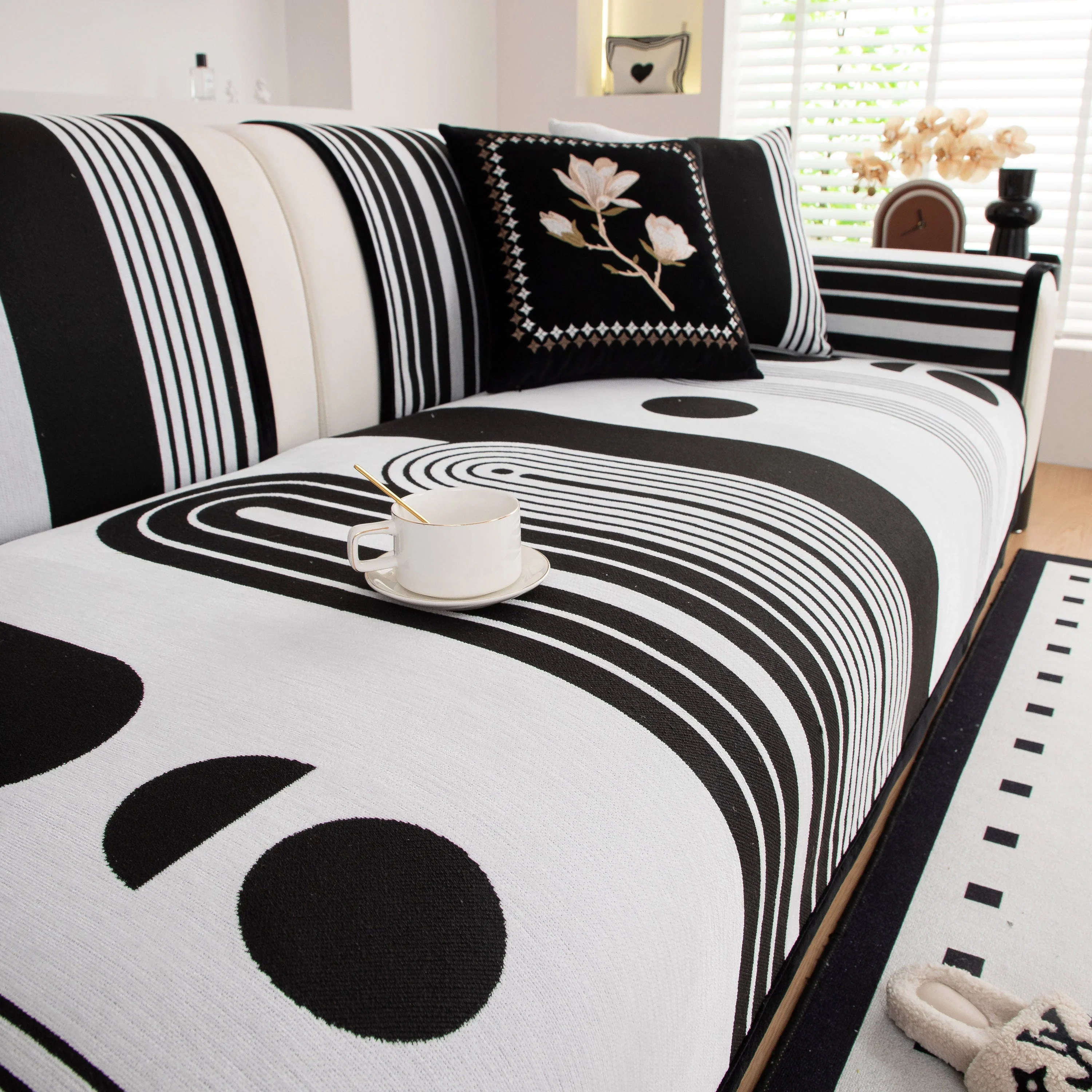 Modern Geometric Sofa Cover - Thick Woven, Pet Friendly, Stylish Couch Protector - Image 10