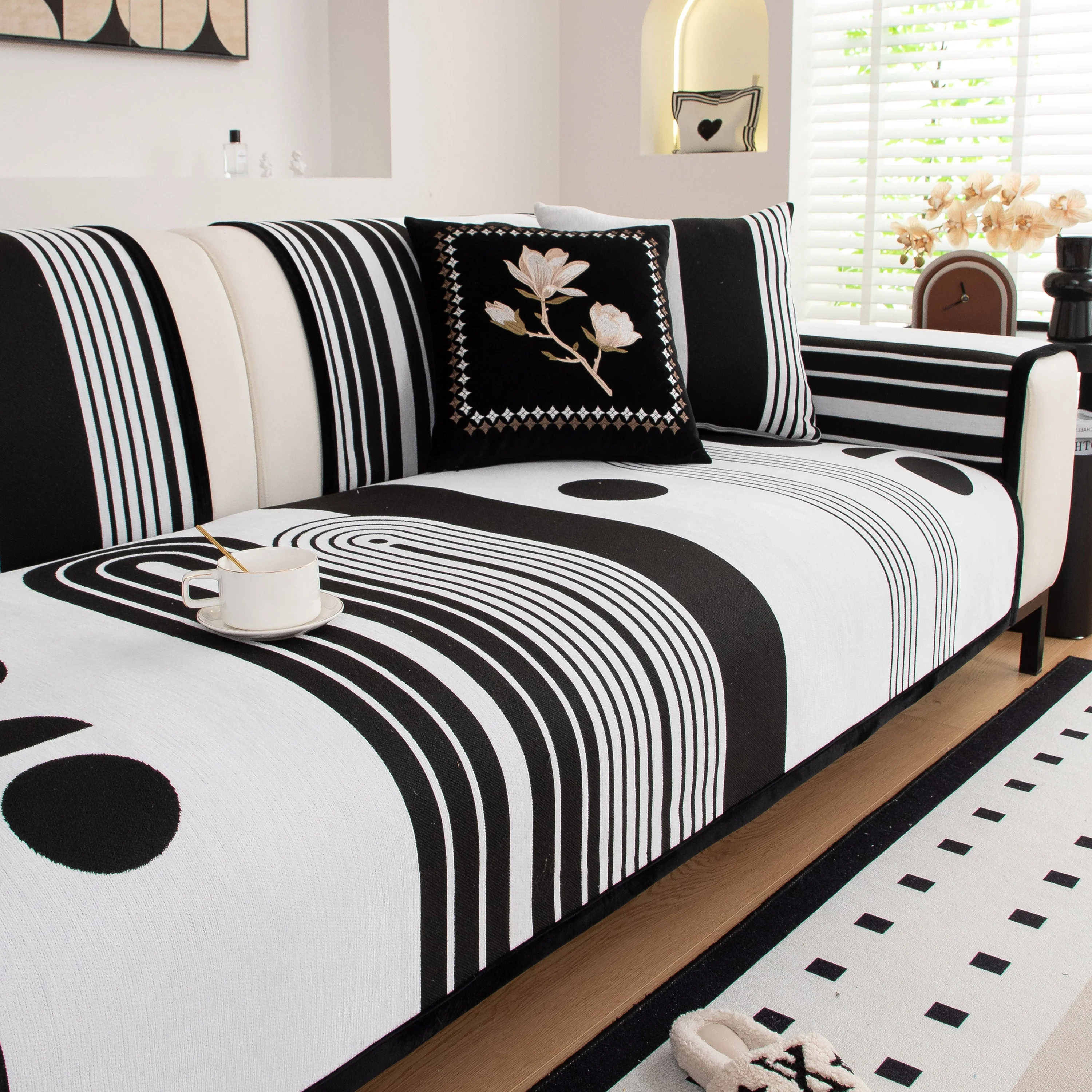 Modern Geometric Sofa Cover - Thick Woven, Pet Friendly, Stylish Couch Protector - Image 11