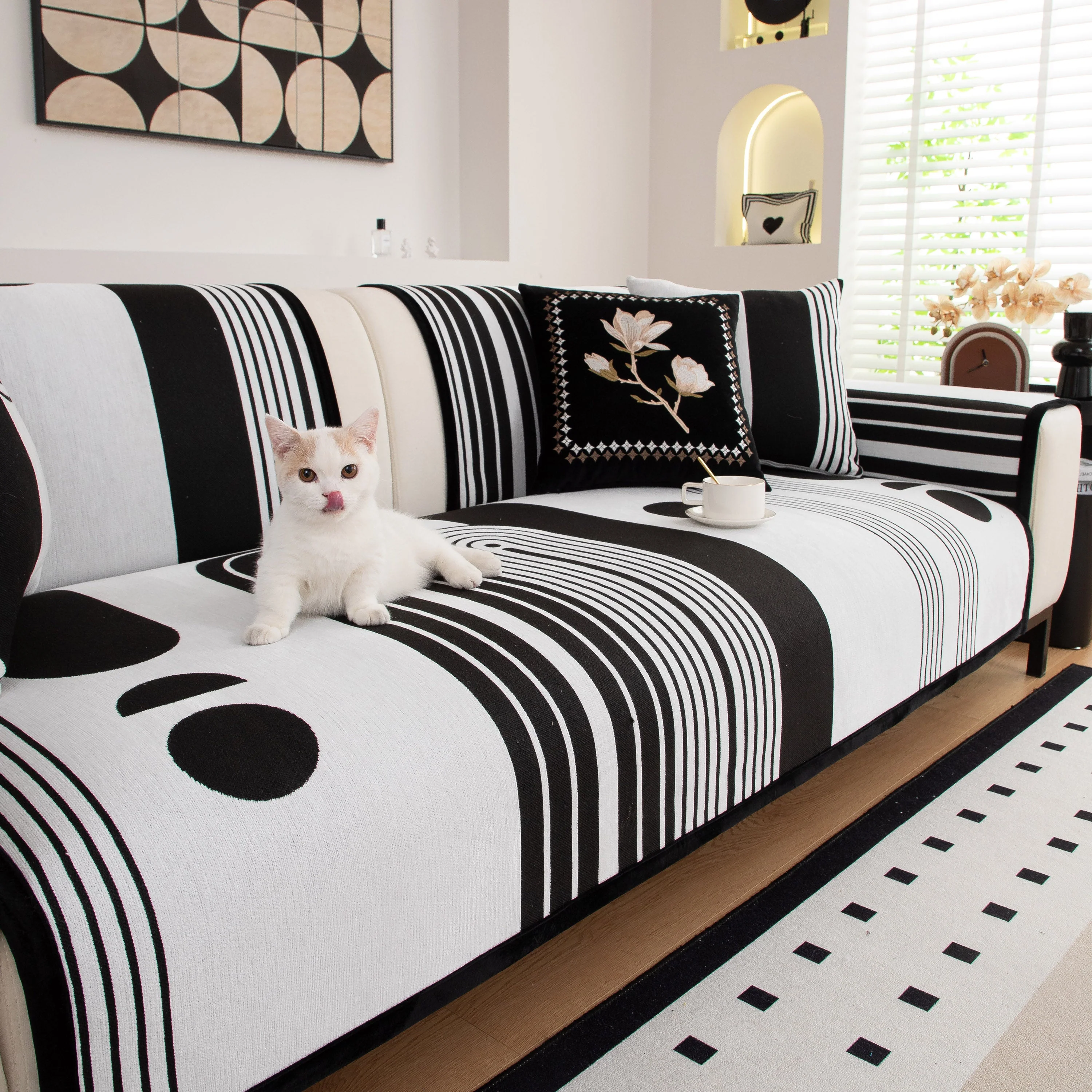 Modern Geometric Sofa Cover - Thick Woven, Pet Friendly, Stylish Couch Protector - Image 12