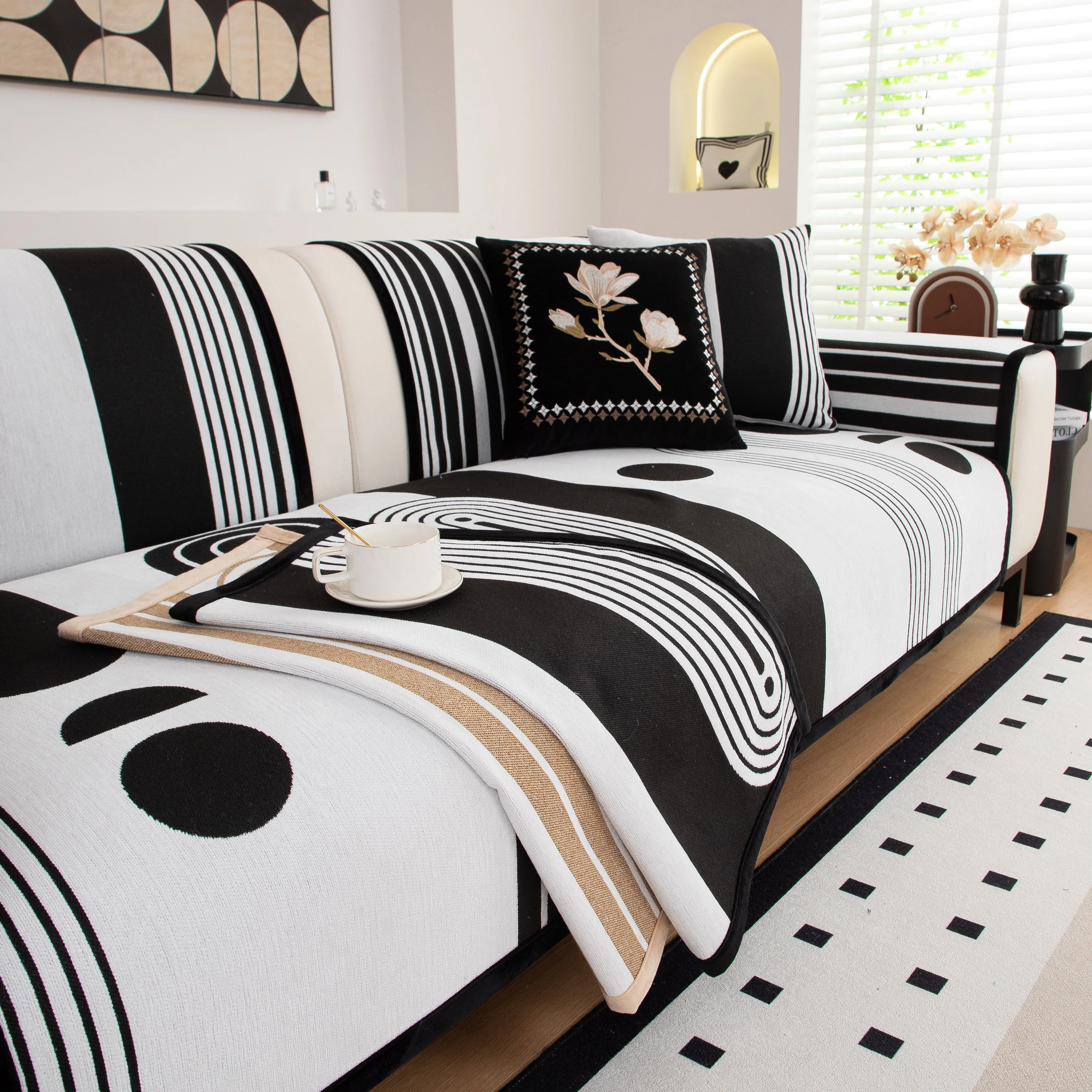 Modern Geometric Sofa Cover - Thick Woven, Pet Friendly, Stylish Couch Protector - Image 13