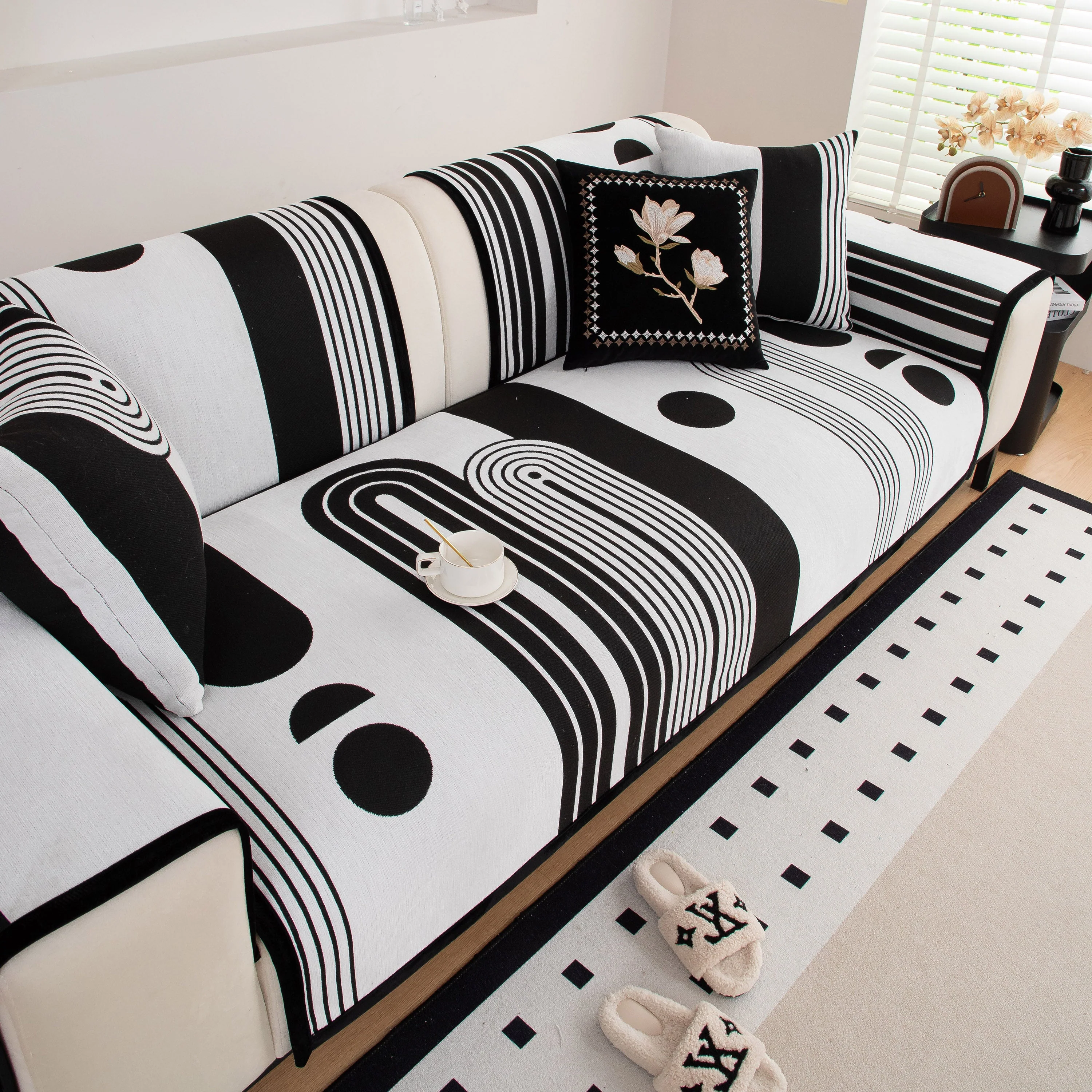 Modern Geometric Sofa Cover - Thick Woven, Pet Friendly, Stylish Couch Protector - Image 17