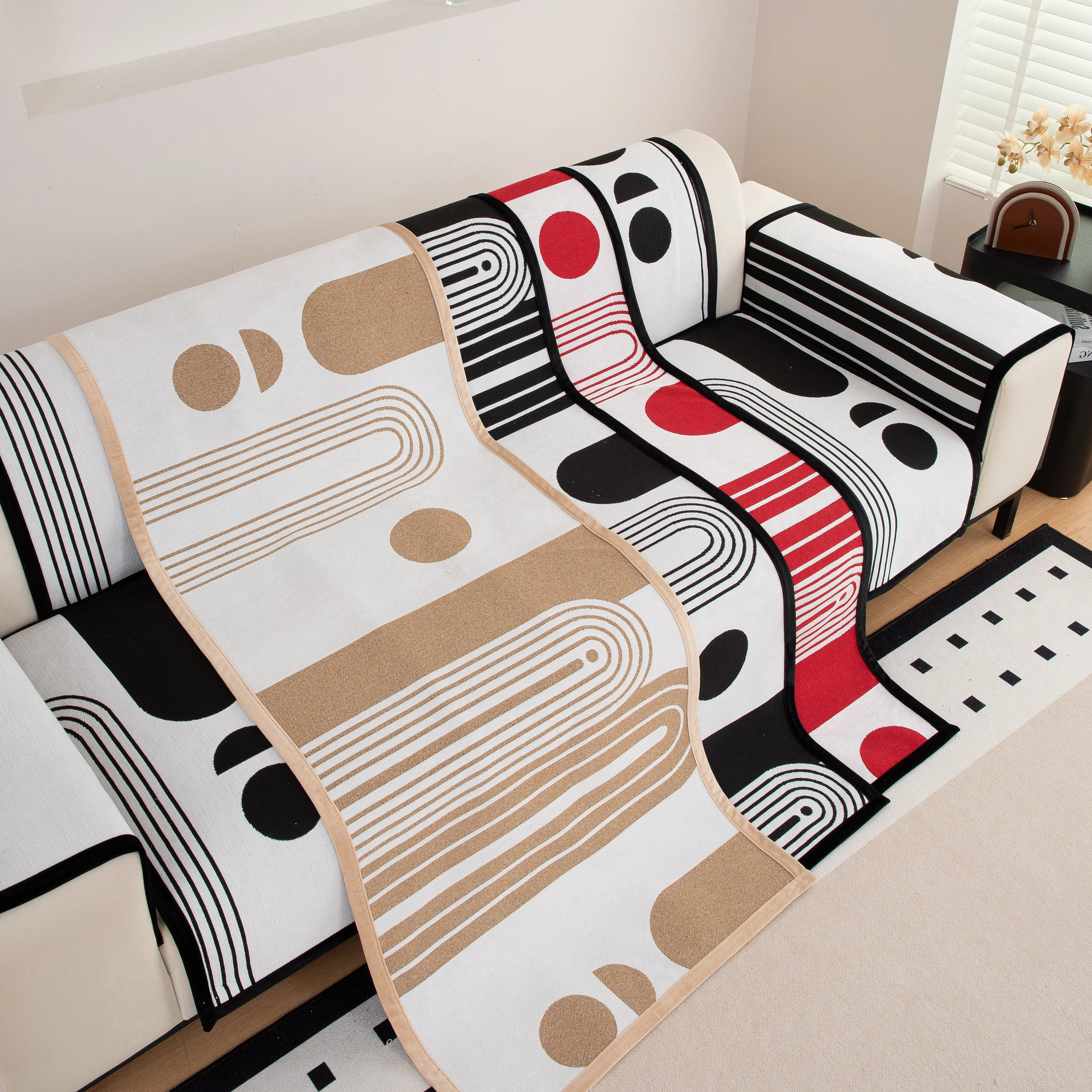 Modern Geometric Sofa Cover - Thick Woven, Pet Friendly, Stylish Couch Protector - Image 21