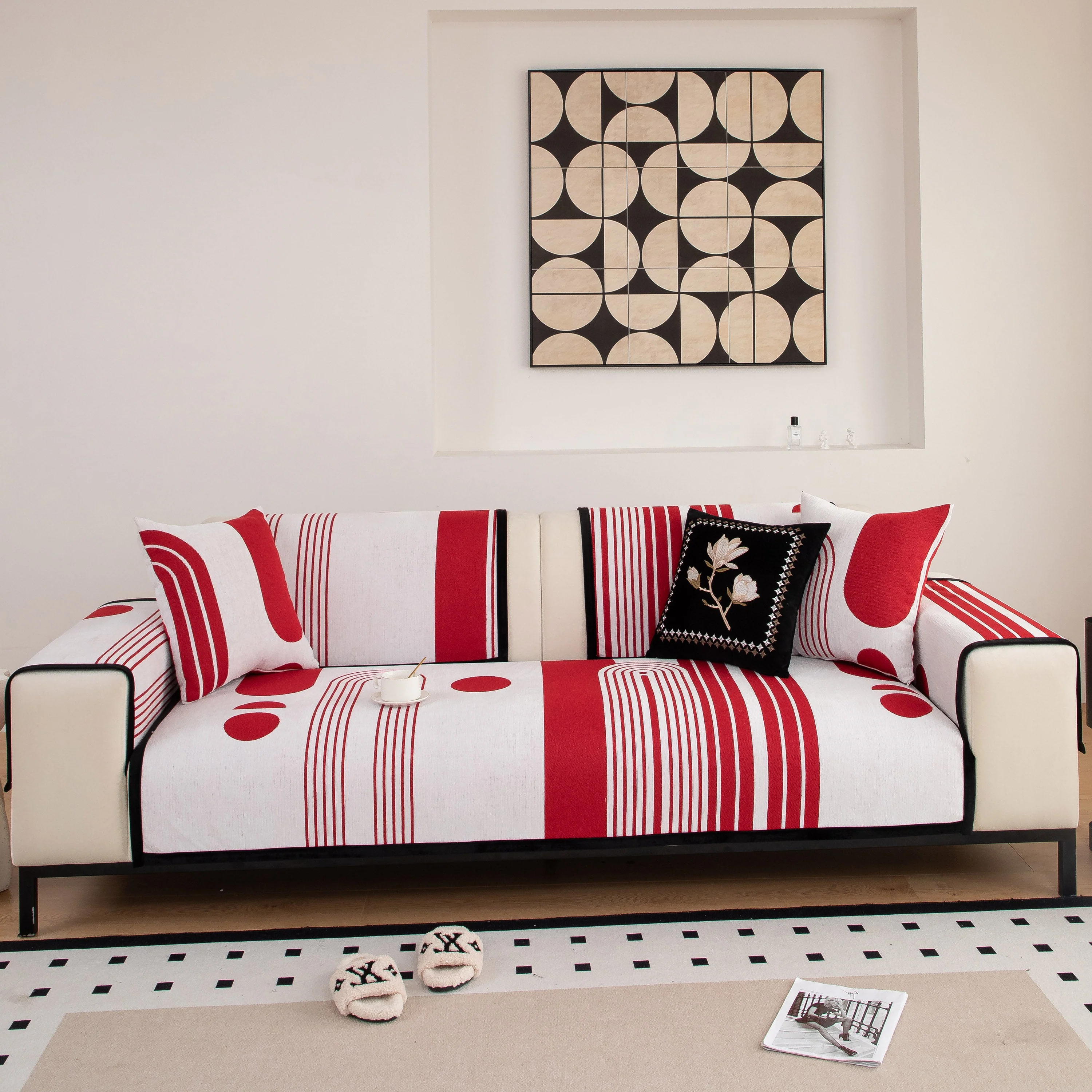 Modern Geometric Sofa Cover - Thick Woven, Pet Friendly, Stylish Couch Protector - Image 26