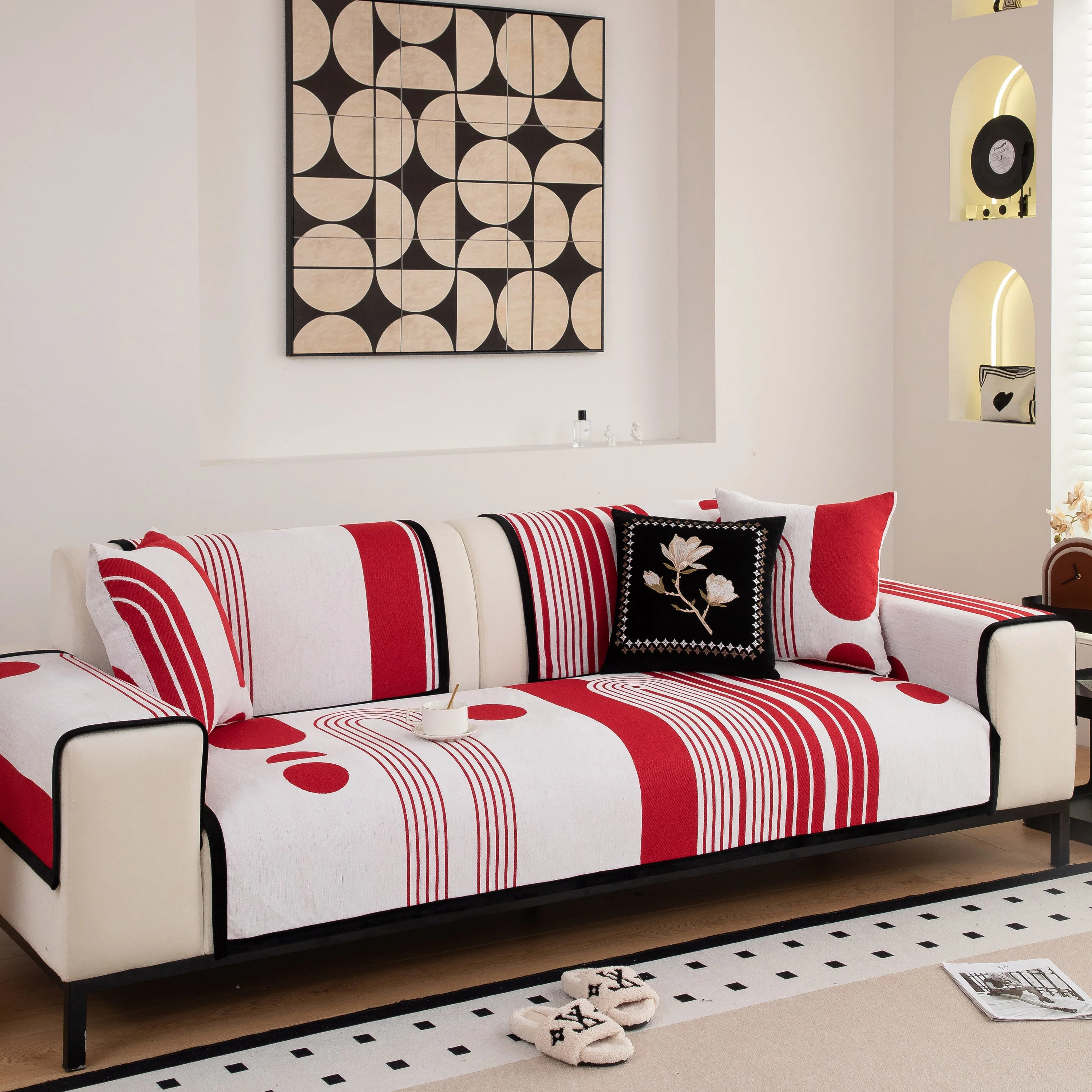 Modern Geometric Sofa Cover - Thick Woven, Pet Friendly, Stylish Couch Protector - Image 27