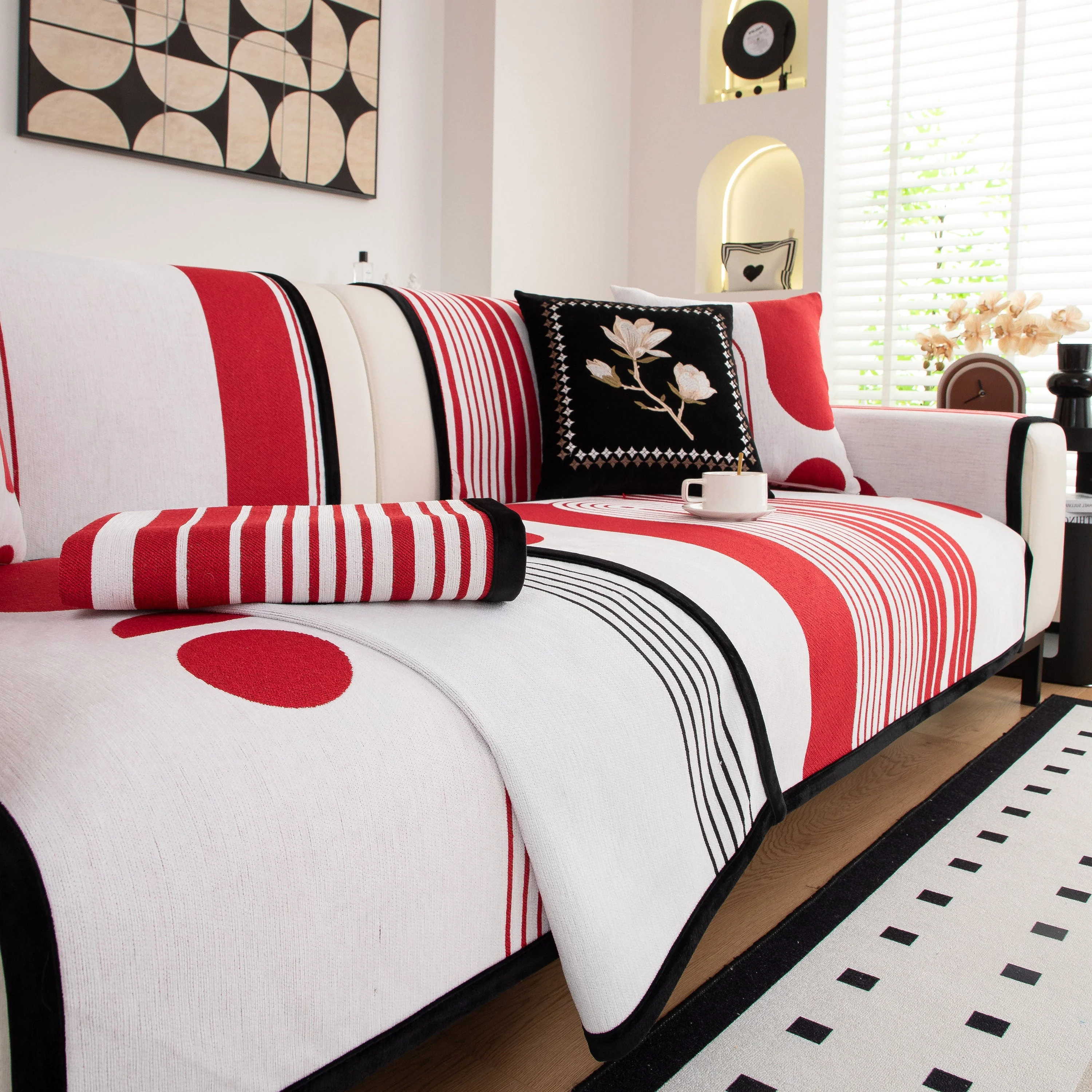 Modern Geometric Sofa Cover - Thick Woven, Pet Friendly, Stylish Couch Protector - Image 29
