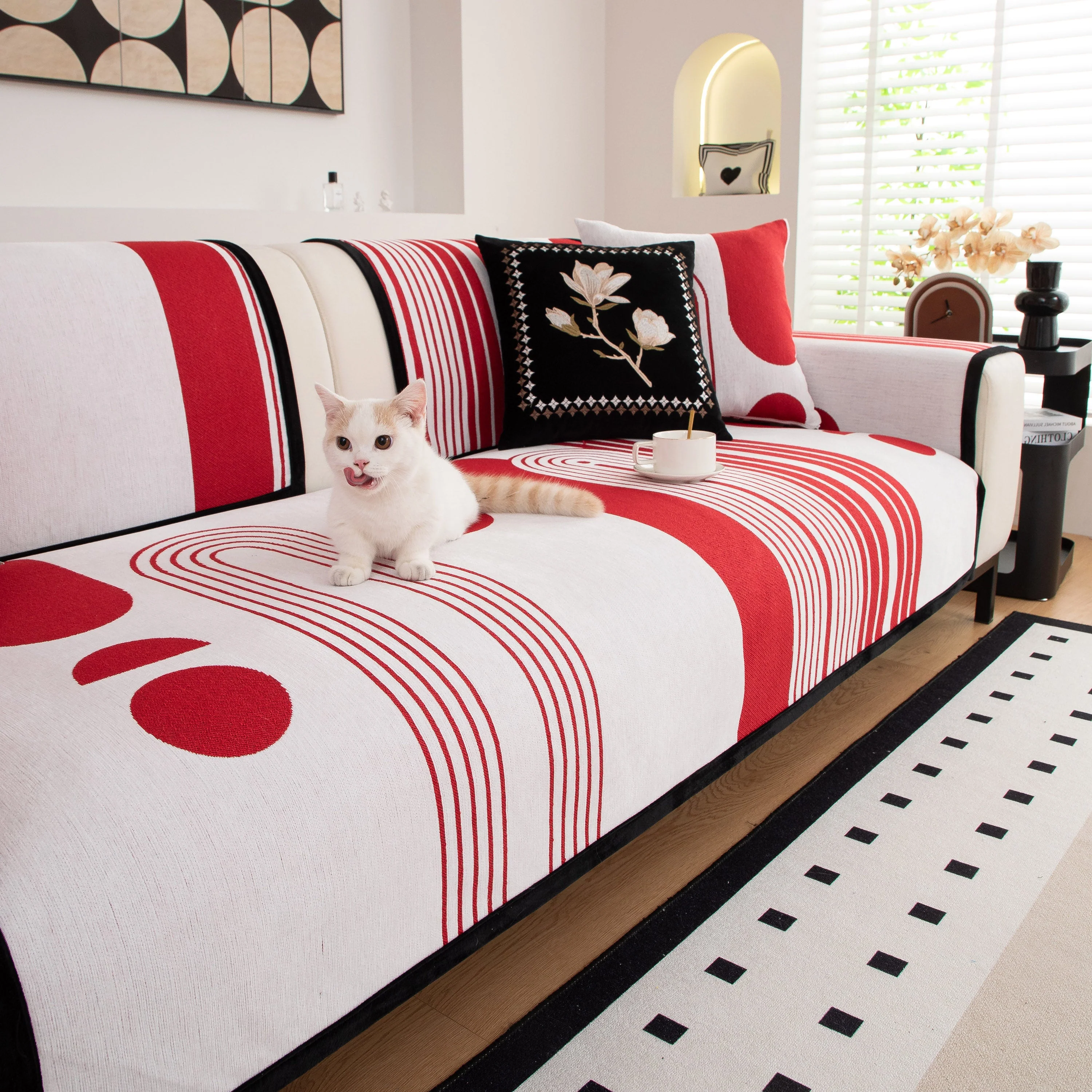 Modern Geometric Sofa Cover - Thick Woven, Pet Friendly, Stylish Couch Protector - Image 32
