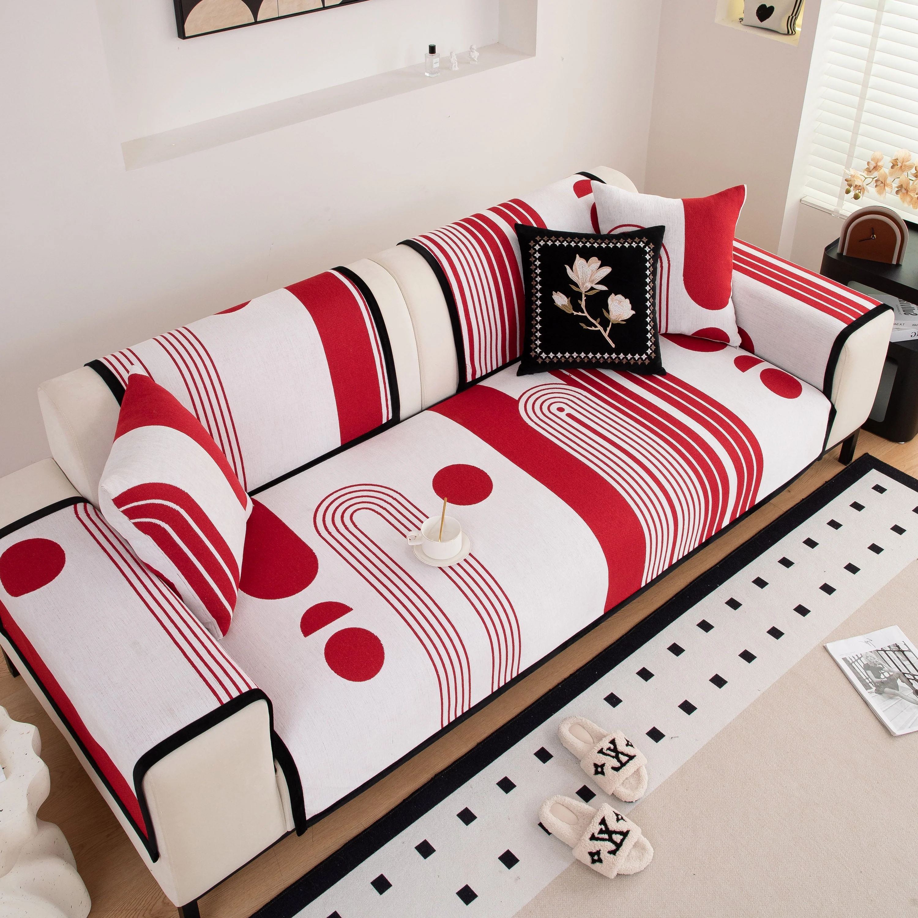 Modern Geometric Sofa Cover - Thick Woven, Pet Friendly, Stylish Couch Protector - Image 33