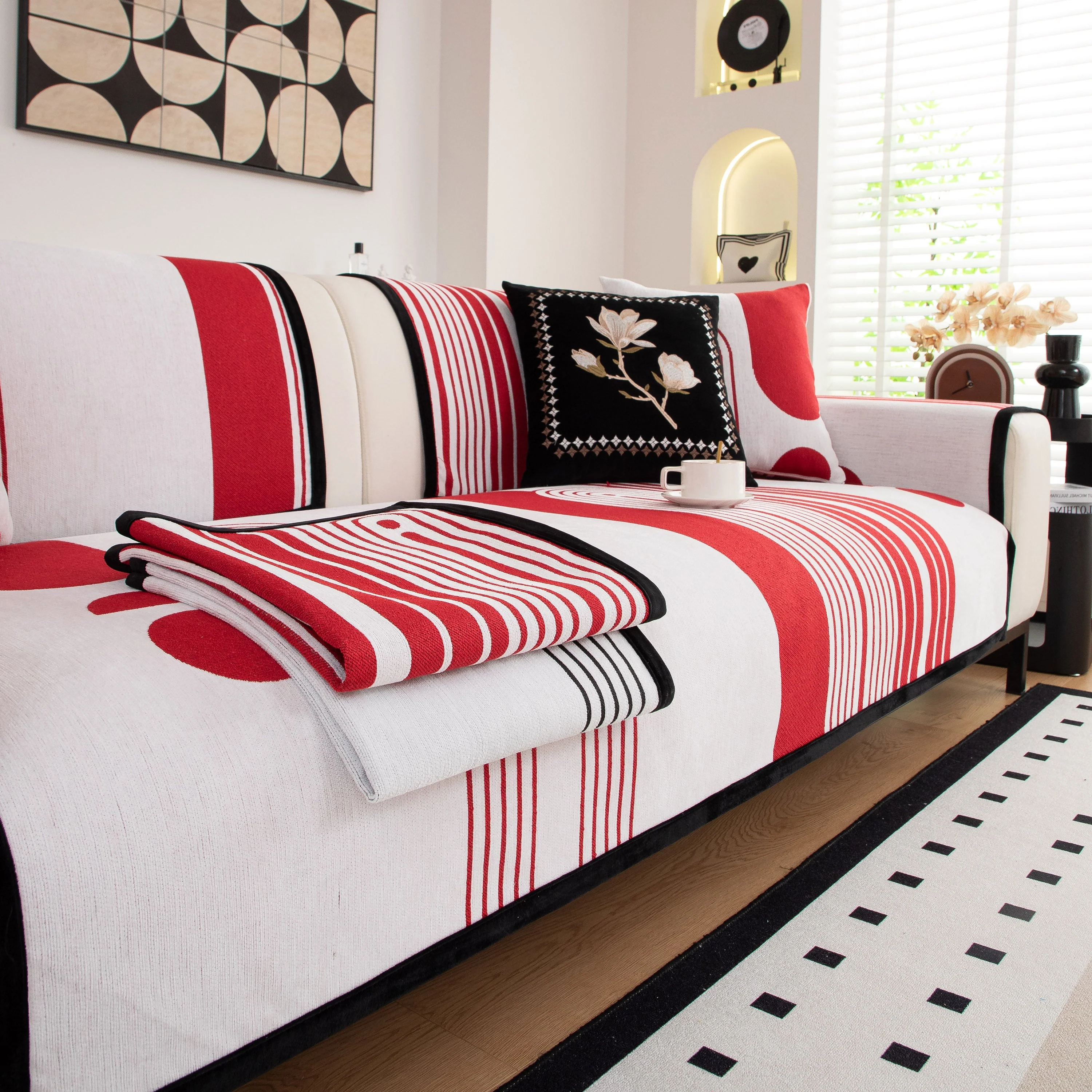 Modern Geometric Sofa Cover - Thick Woven, Pet Friendly, Stylish Couch Protector - Image 34