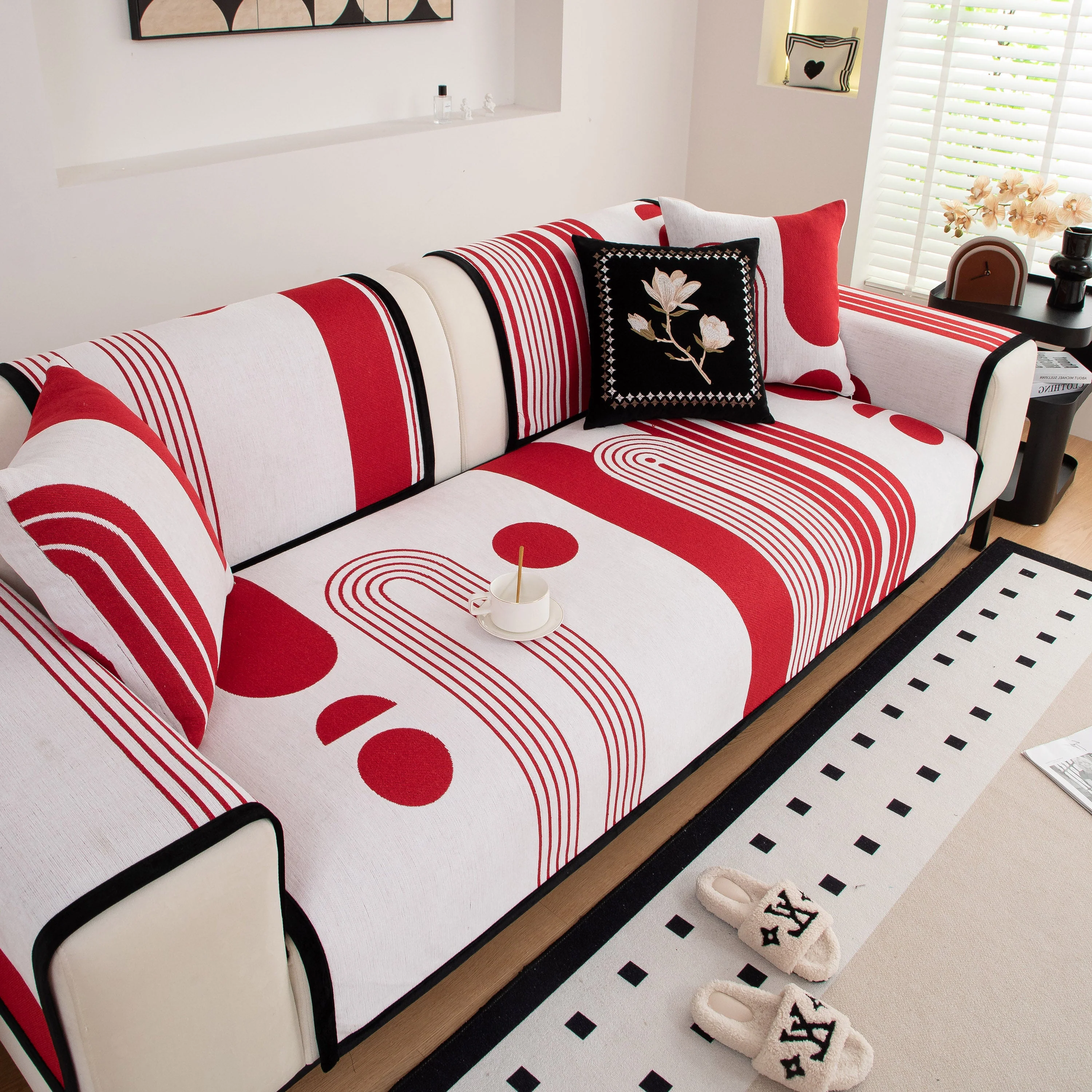 Modern Geometric Sofa Cover - Thick Woven, Pet Friendly, Stylish Couch Protector - Image 35