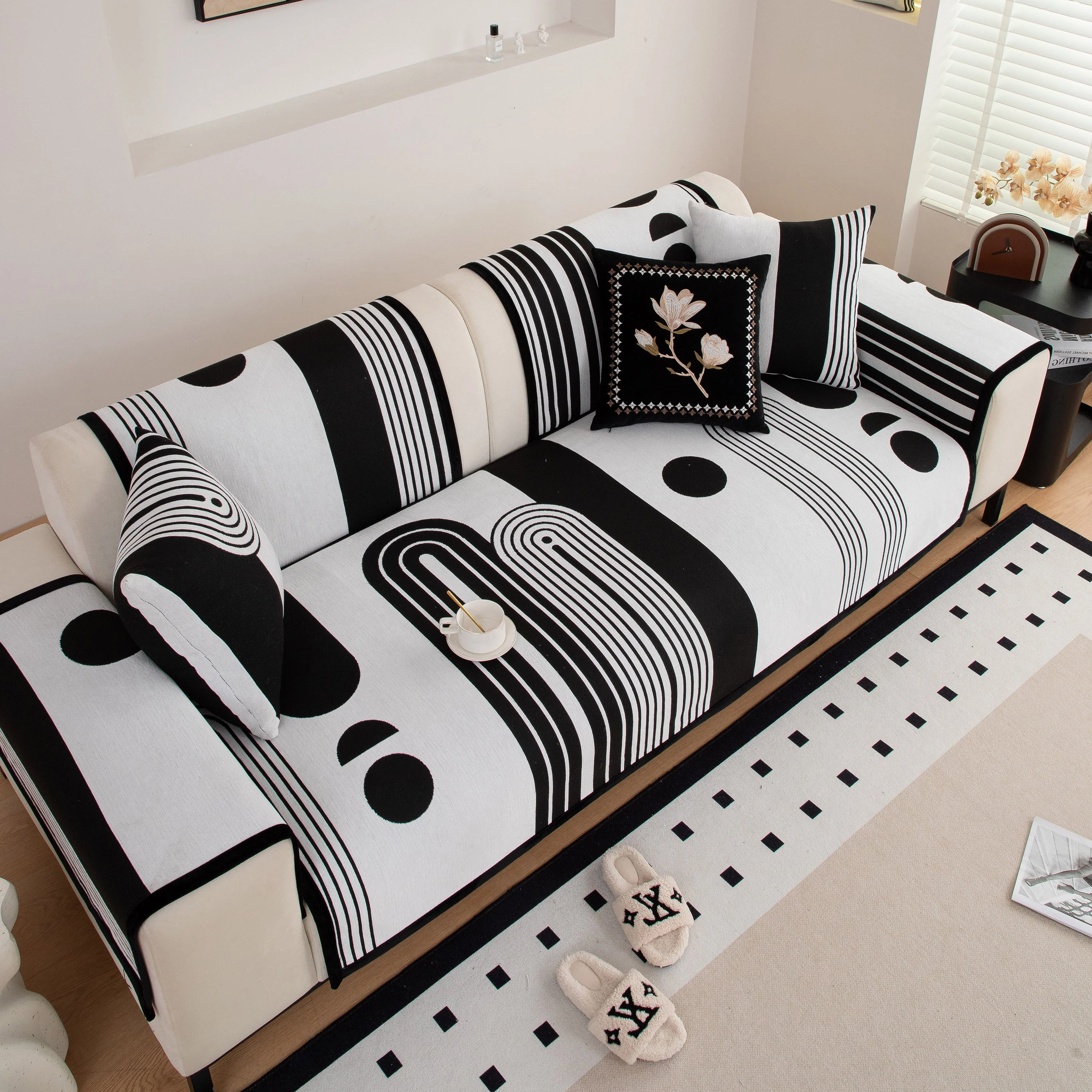 Modern Geometric Sofa Cover - Thick Woven, Pet Friendly, Stylish Couch Protector - Image 4