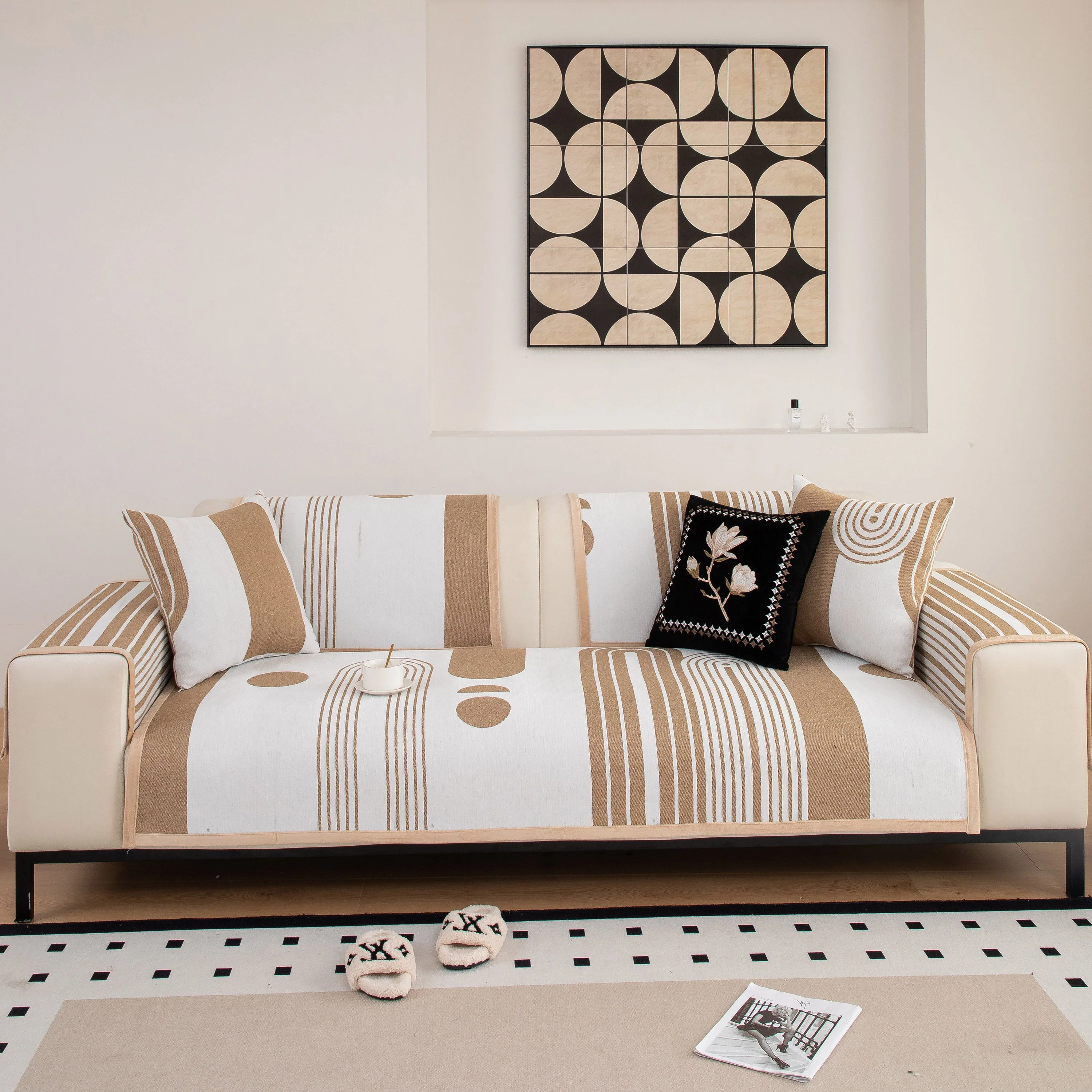 Modern Geometric Sofa Cover - Thick Woven, Pet Friendly, Stylish Couch Protector - Image 41