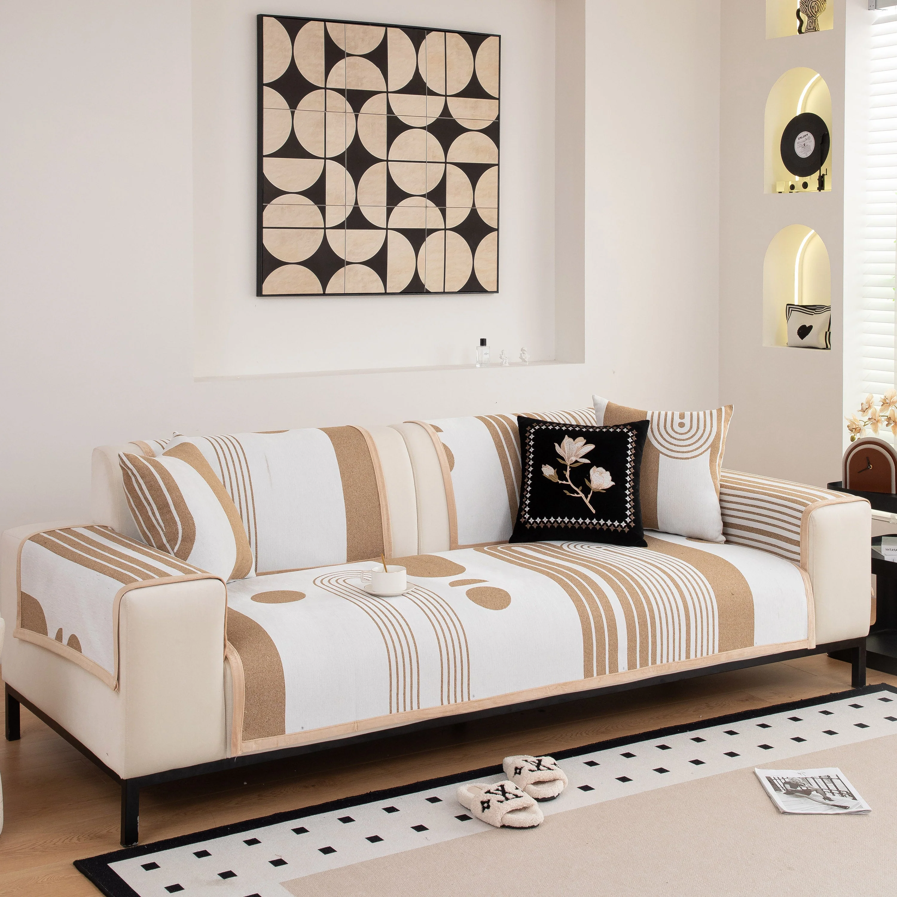 Modern Geometric Sofa Cover - Thick Woven, Pet Friendly, Stylish Couch Protector - Image 42