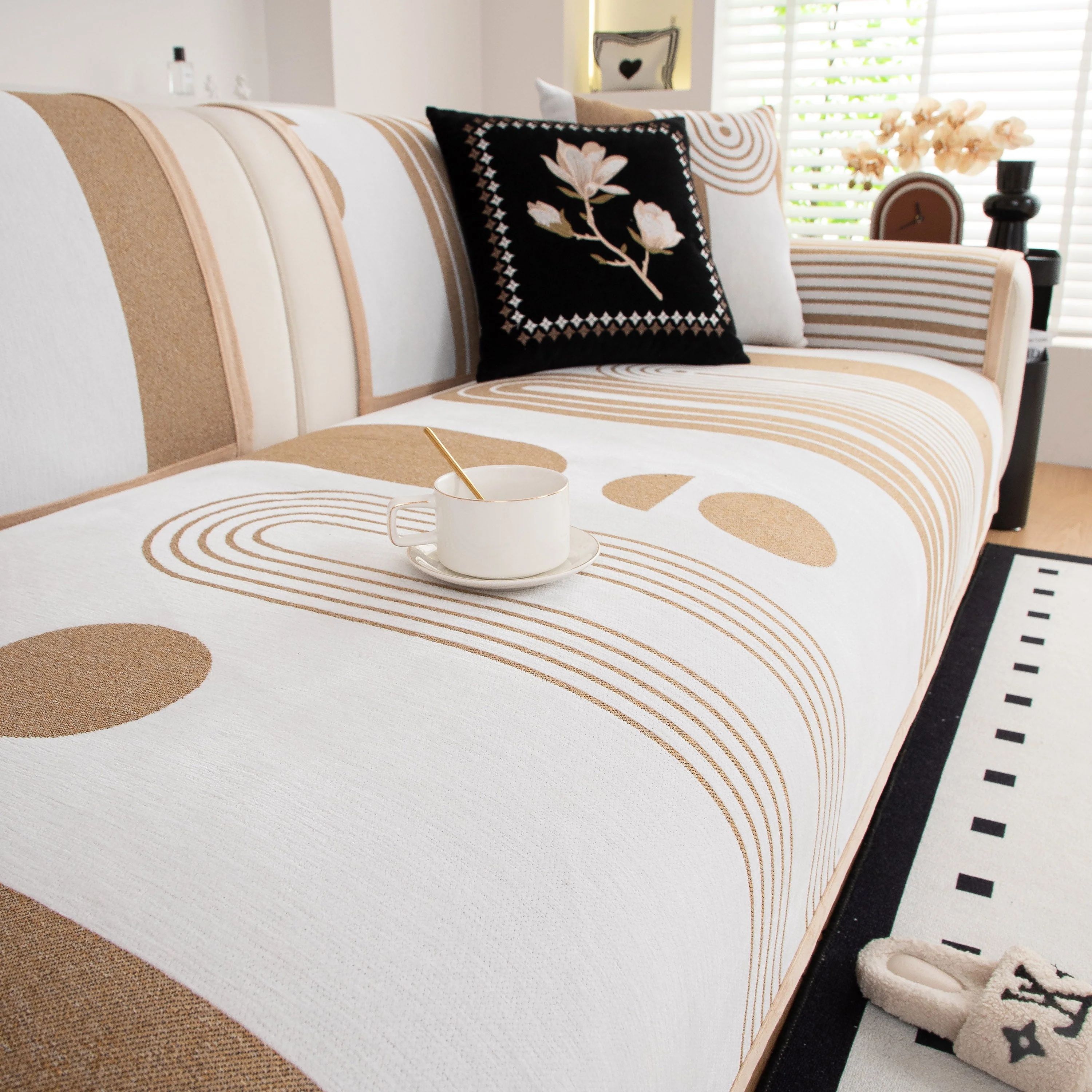 Modern Geometric Sofa Cover - Thick Woven, Pet Friendly, Stylish Couch Protector - Image 43