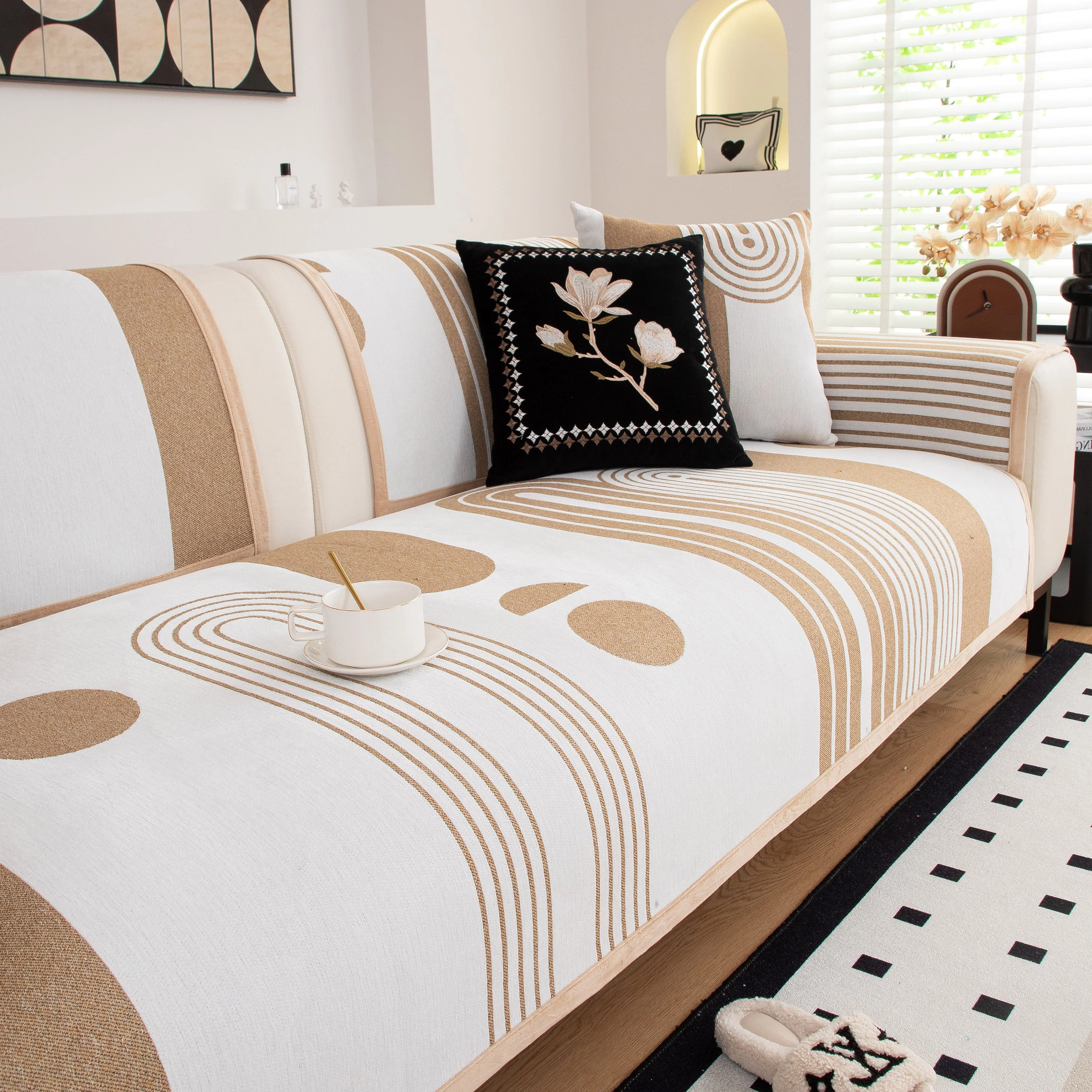 Modern Geometric Sofa Cover - Thick Woven, Pet Friendly, Stylish Couch Protector - Image 44