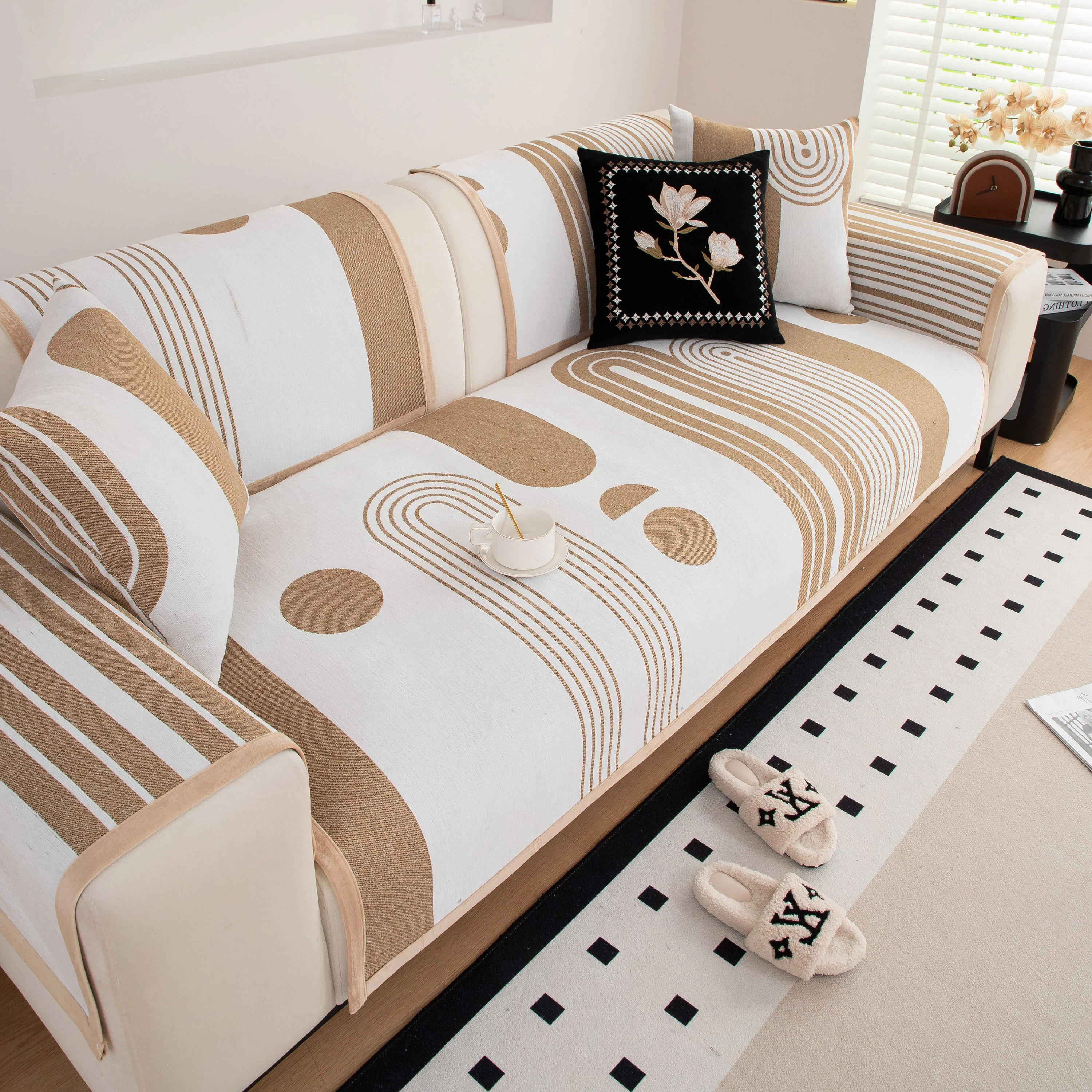 Modern Geometric Sofa Cover - Thick Woven, Pet Friendly, Stylish Couch Protector - Image 49