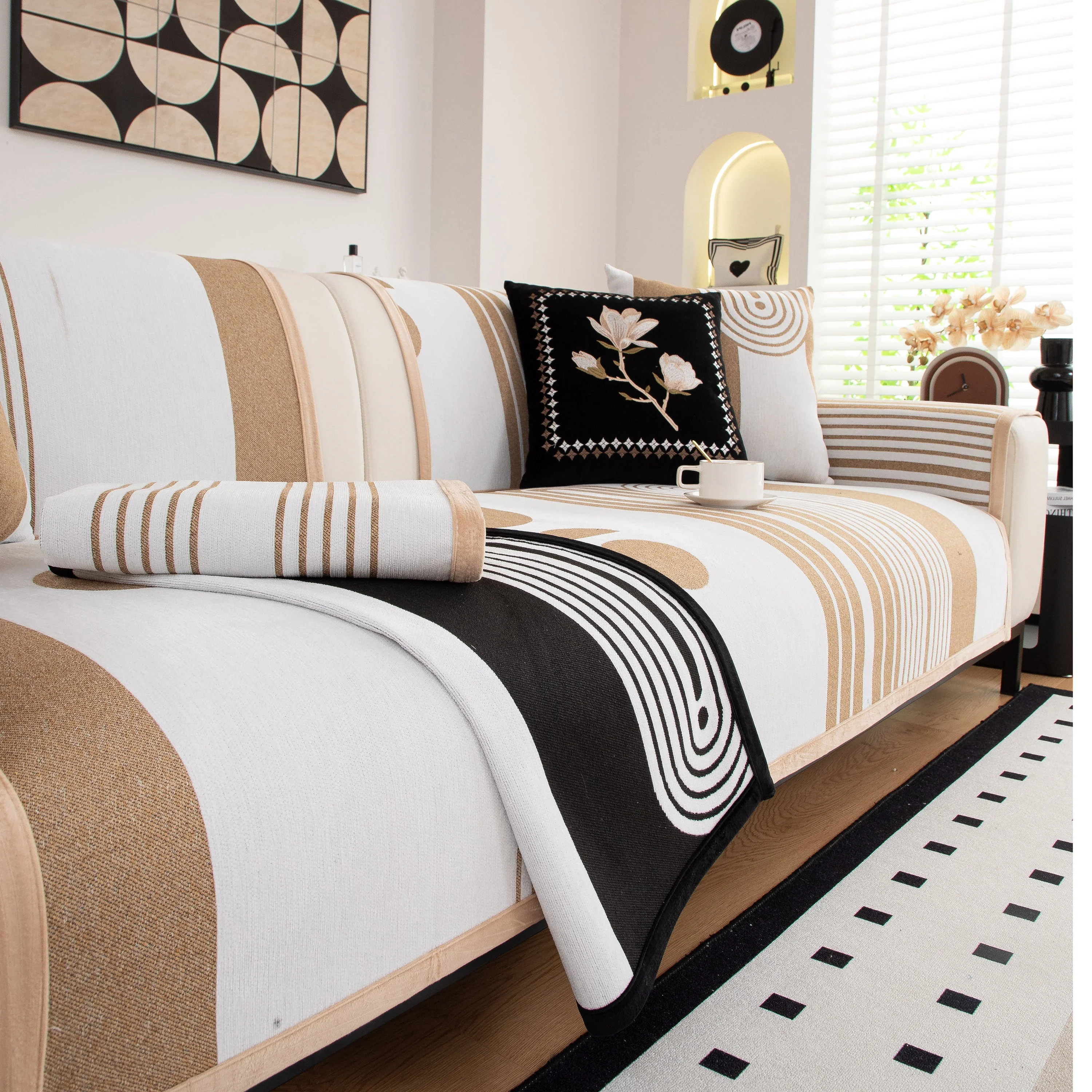 Modern Geometric Sofa Cover - Thick Woven, Pet Friendly, Stylish Couch Protector - Image 50