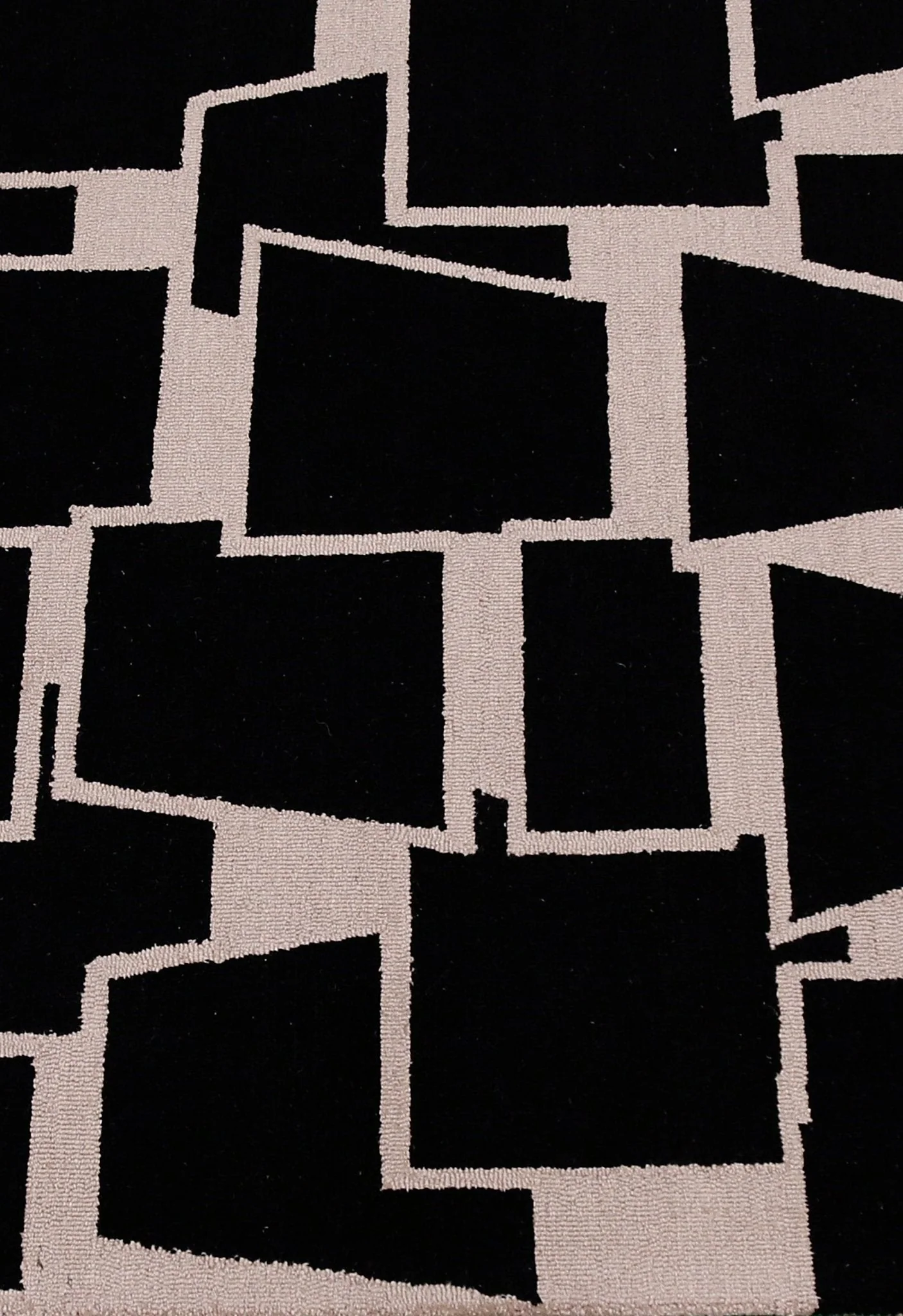 Modern Geometrical Black Hand Tufted Wool Area Rug - Image 2