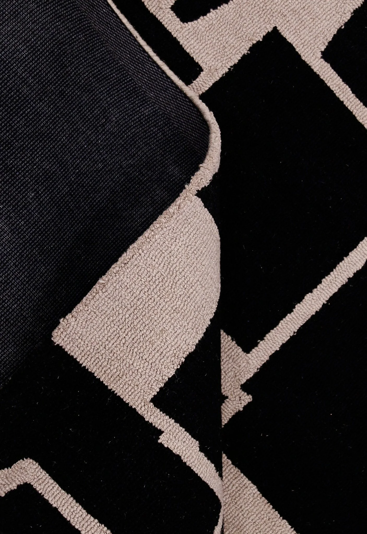 Modern Geometrical Black Hand Tufted Wool Area Rug - Image 5