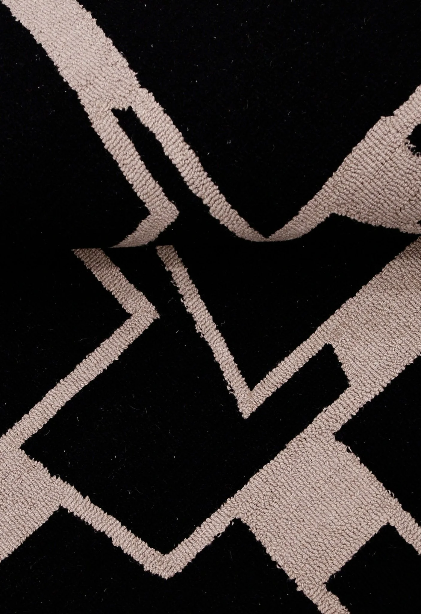 Modern Geometrical Black Hand Tufted Wool Area Rug - Image 6