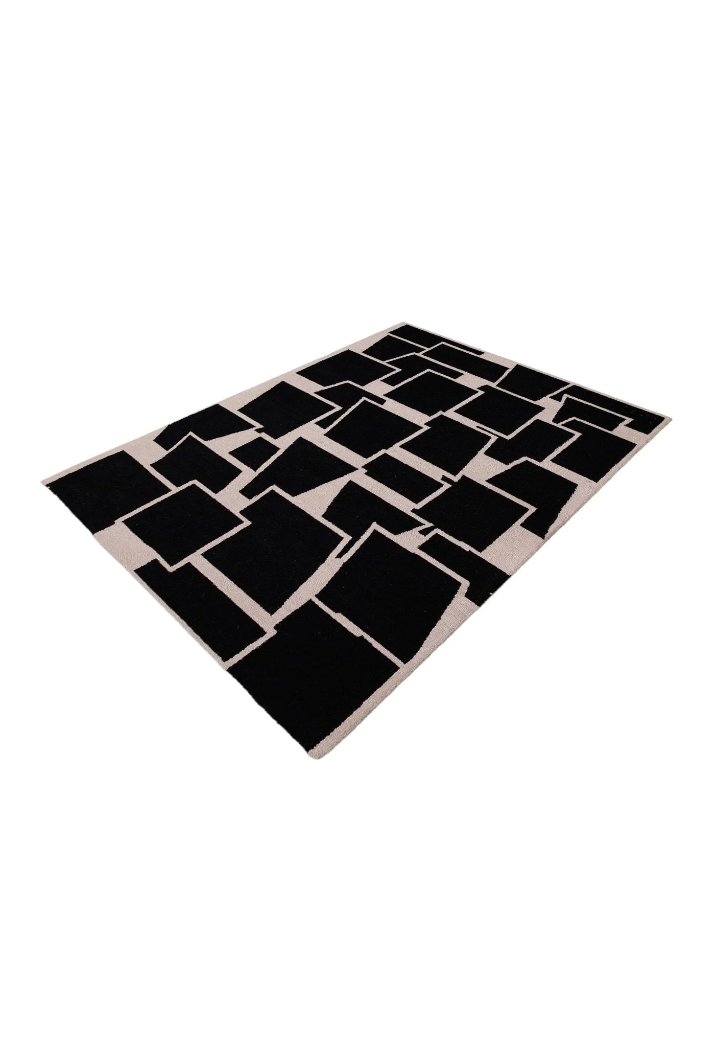Modern Geometrical Black Hand Tufted Wool Area Rug - Image 7
