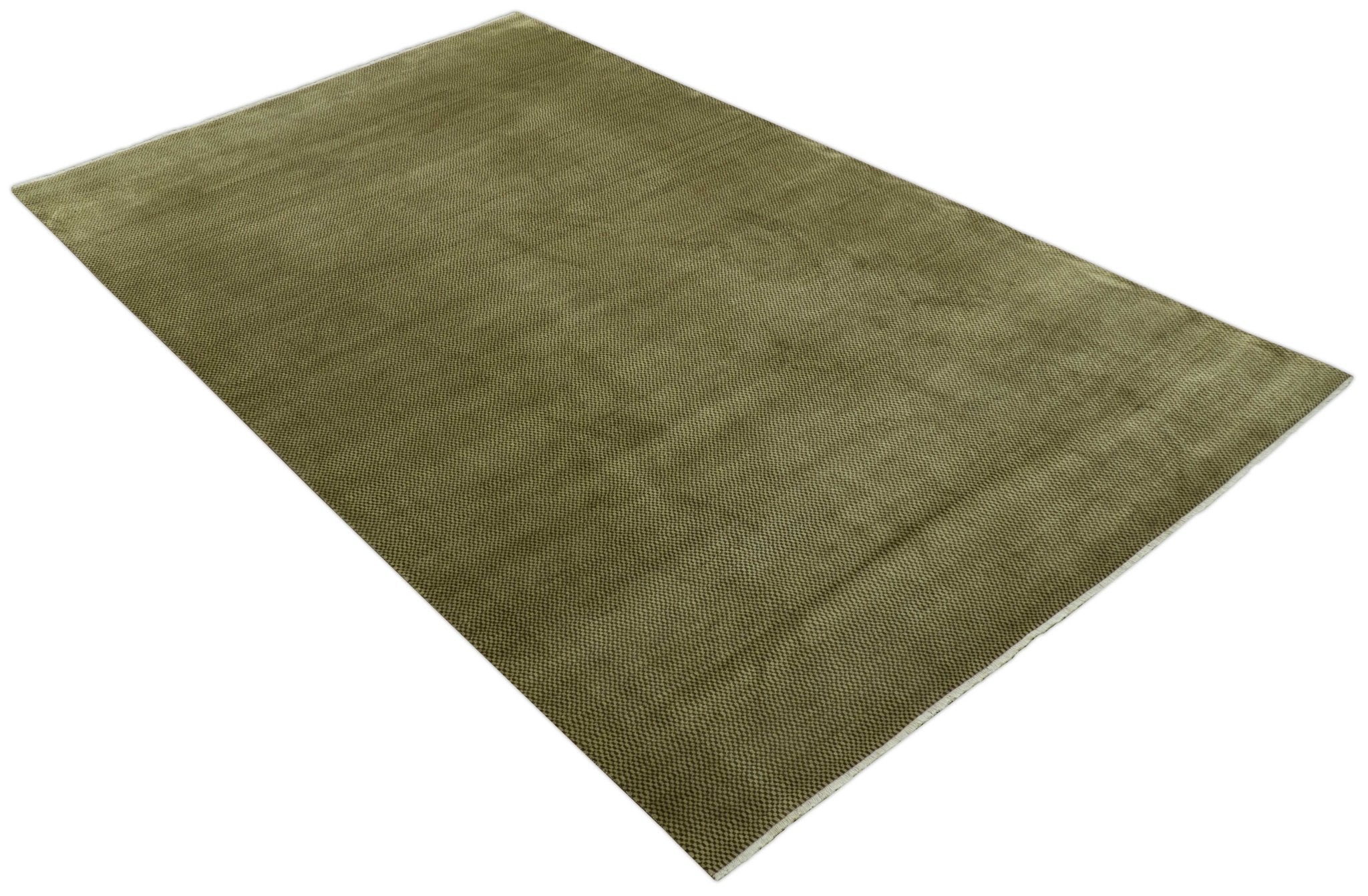 Modern Geometrical Design Beige And Brown 6x10 Hand Knotted Wool Rug - Image 11