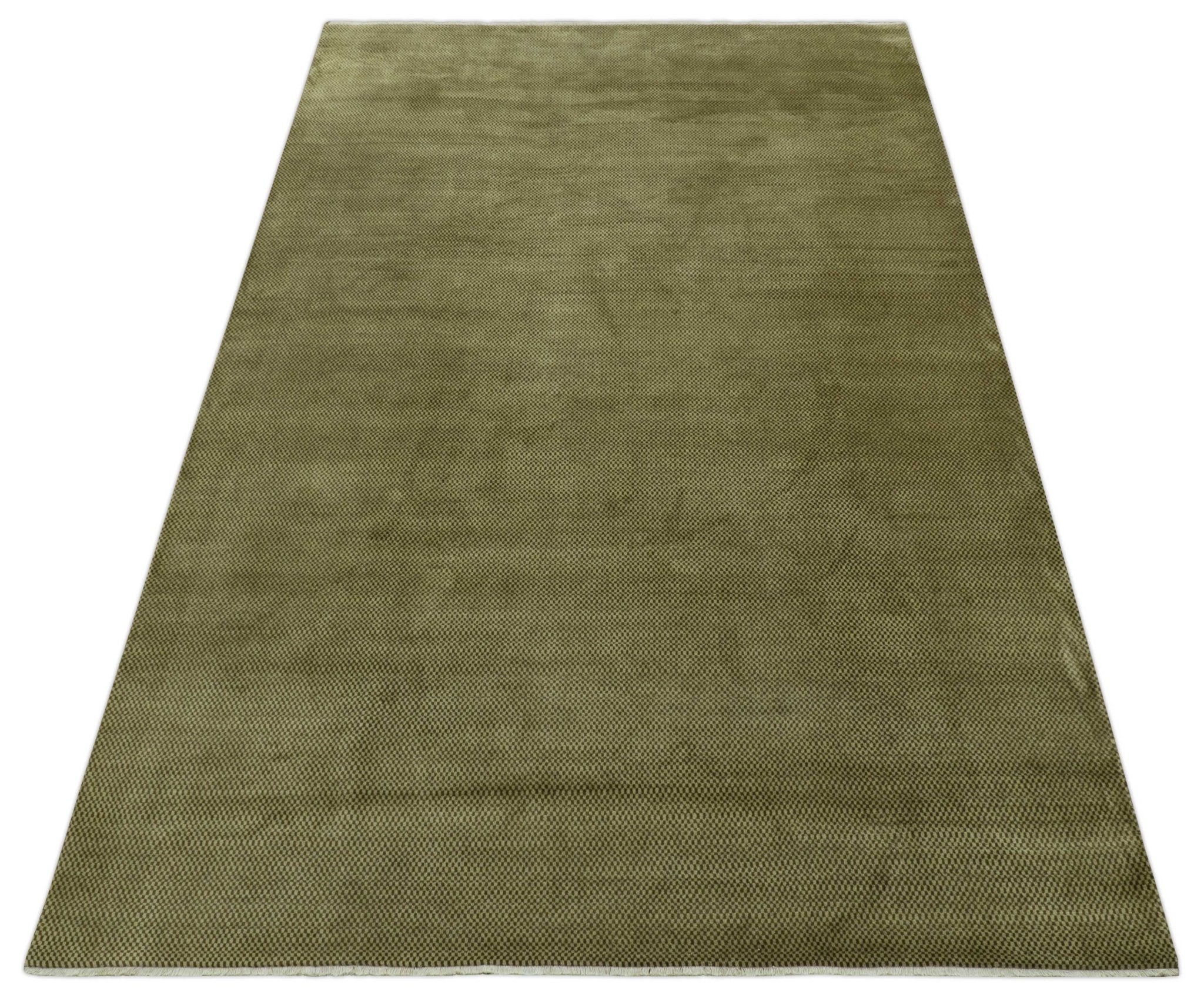 Modern Geometrical Design Beige And Brown 6x10 Hand Knotted Wool Rug - Image 12