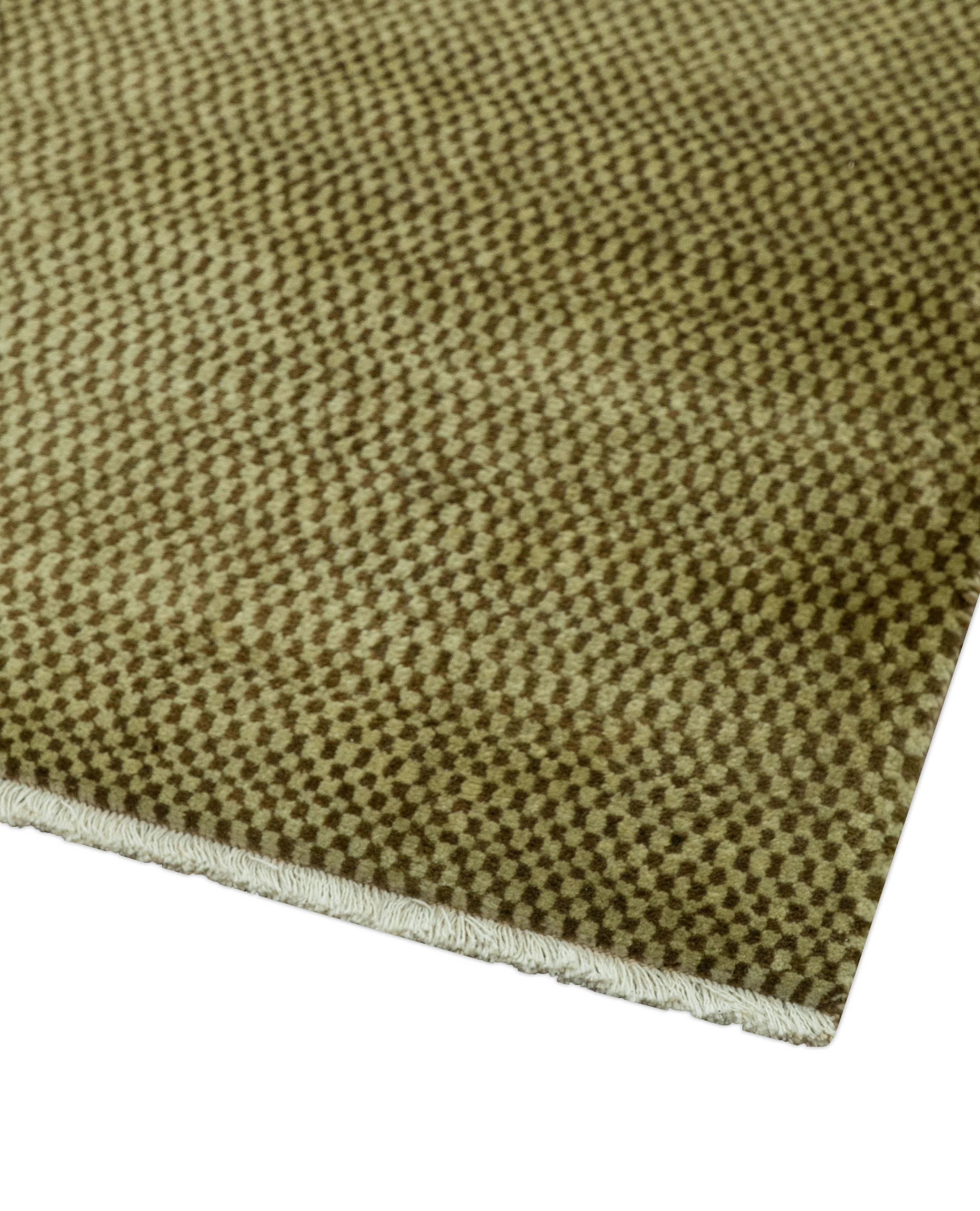 Modern Geometrical Design Beige And Brown 6x10 Hand Knotted Wool Rug - Image 8