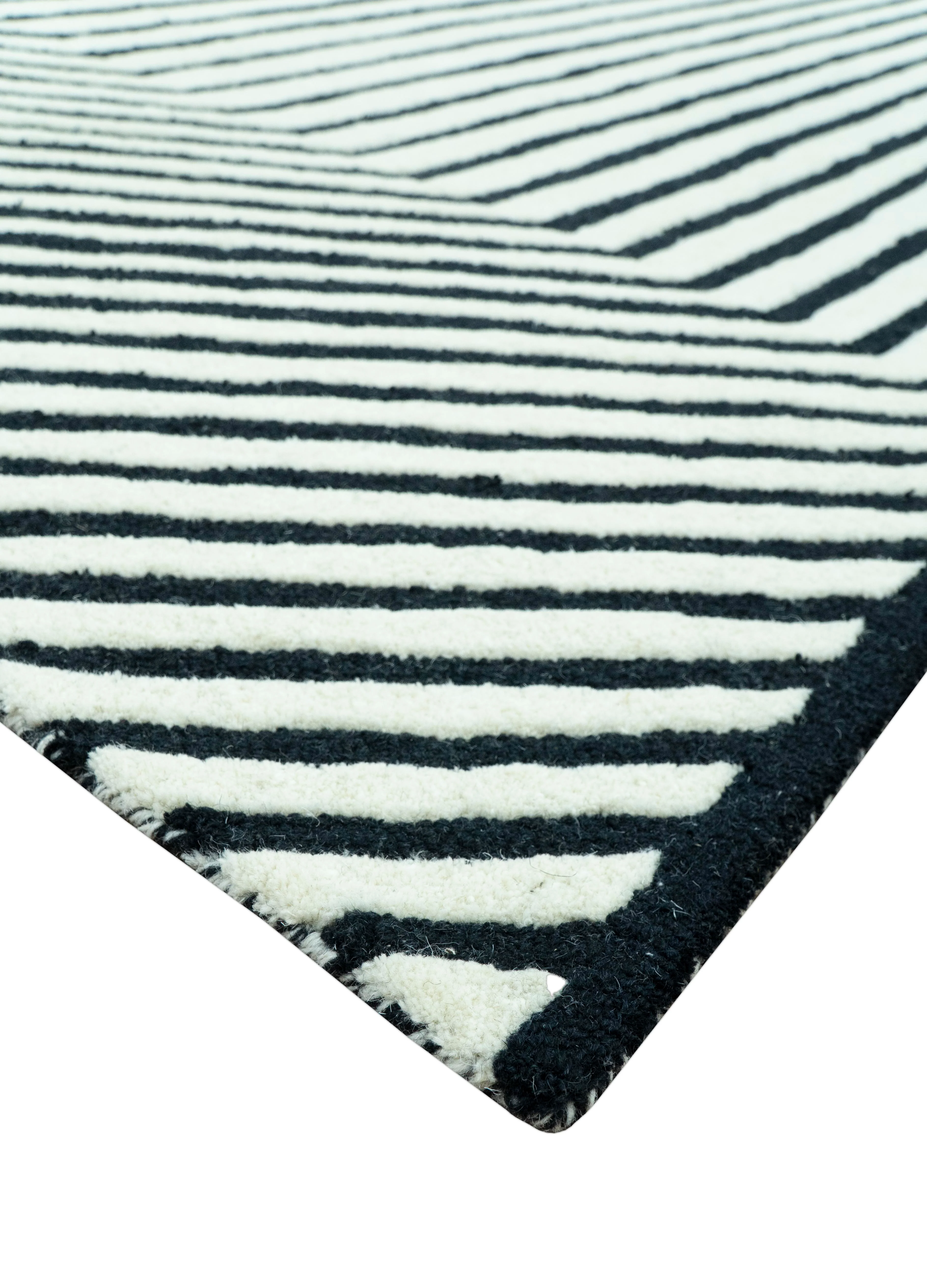 Modern Geometrical Pattern Black And White Hand Tufted Custom Made wool rug - Image 4
