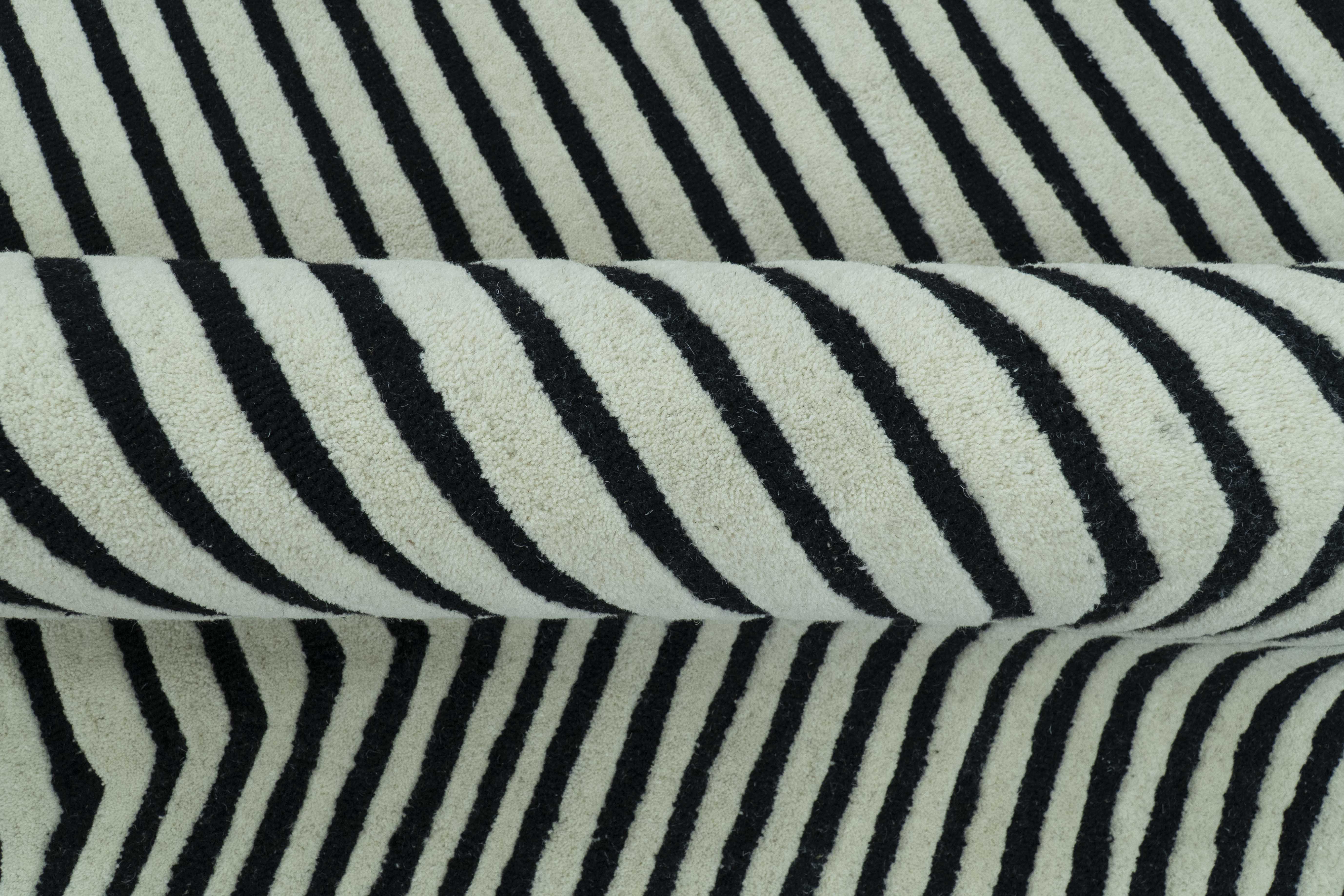 Modern Geometrical Pattern Black And White Hand Tufted Custom Made wool rug - Image 7