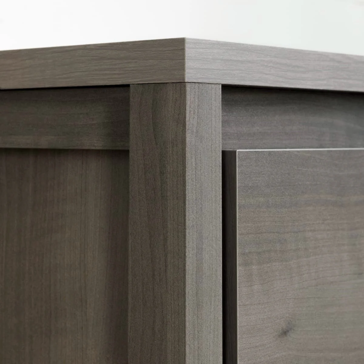Modern Grey 2 Drawer Nightstand Cubby Storage Shelf - Image 3