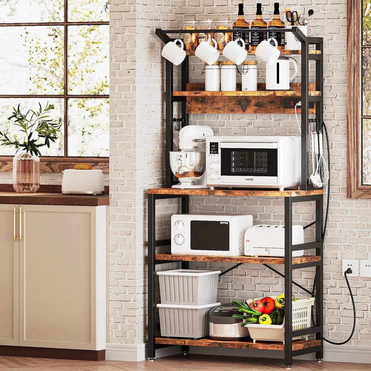 Modern Heavy Duty Baker's Rack Kitchen Living Room Office Shelving Unit - Image 2