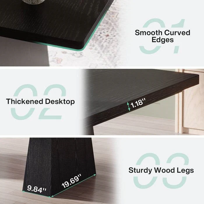 Modern Home Office Computer Desk Workstation in Black Wood Finish - Image 4