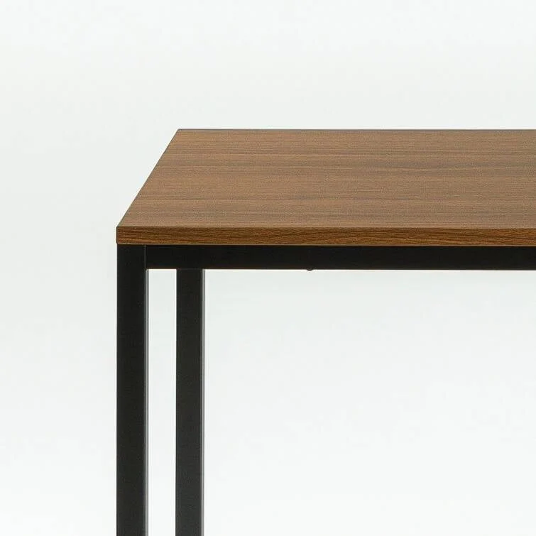 Modern Home Office Desk with Black Metal Frame and Brown Wood Top - Image 5