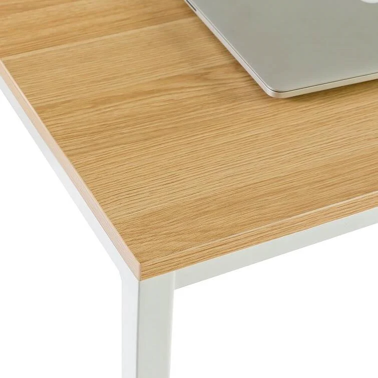 Modern Home Office Desk with White Metal Frame and Wood Table Top - Image 3