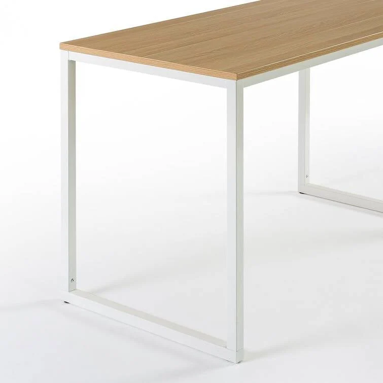 Modern Home Office Desk with White Metal Frame and Wood Table Top - Image 4