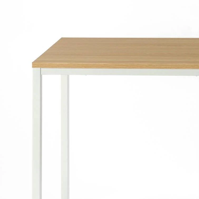 Modern Home Office Desk with White Metal Frame and Wood Table Top - Image 5