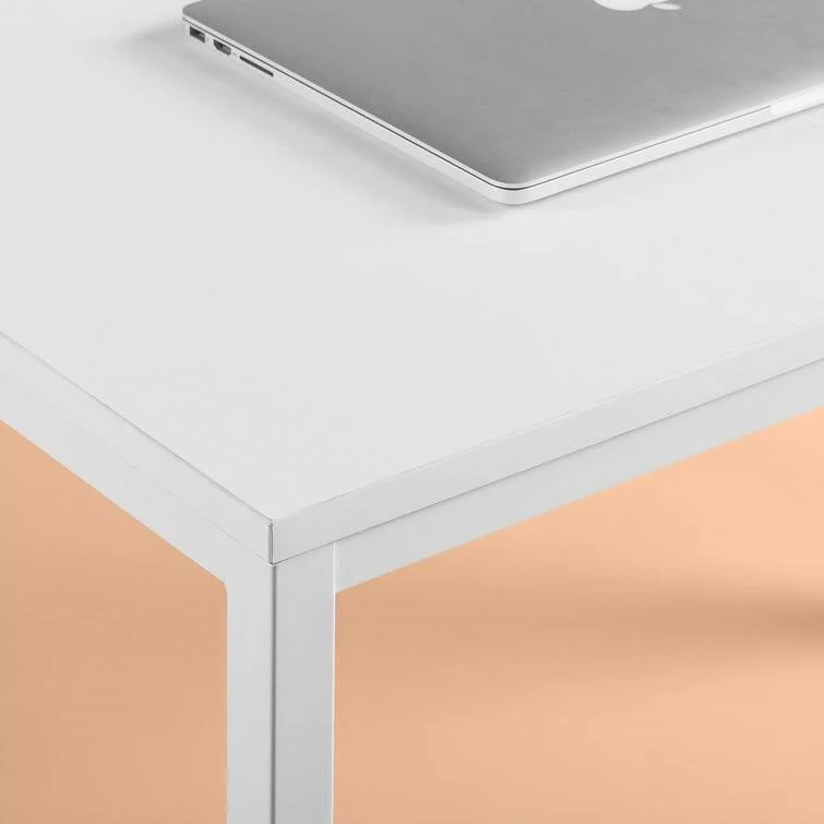 Modern Home Office Desk with White Metal Frame and Wood Top - Image 3