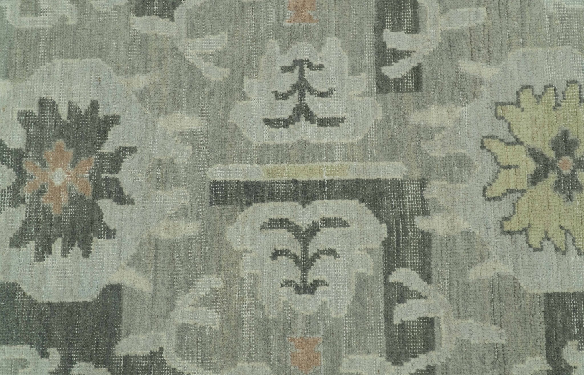 Modern Ikat Design Silver And Blue Hand Knotted Custom Made wool rug - Image 10
