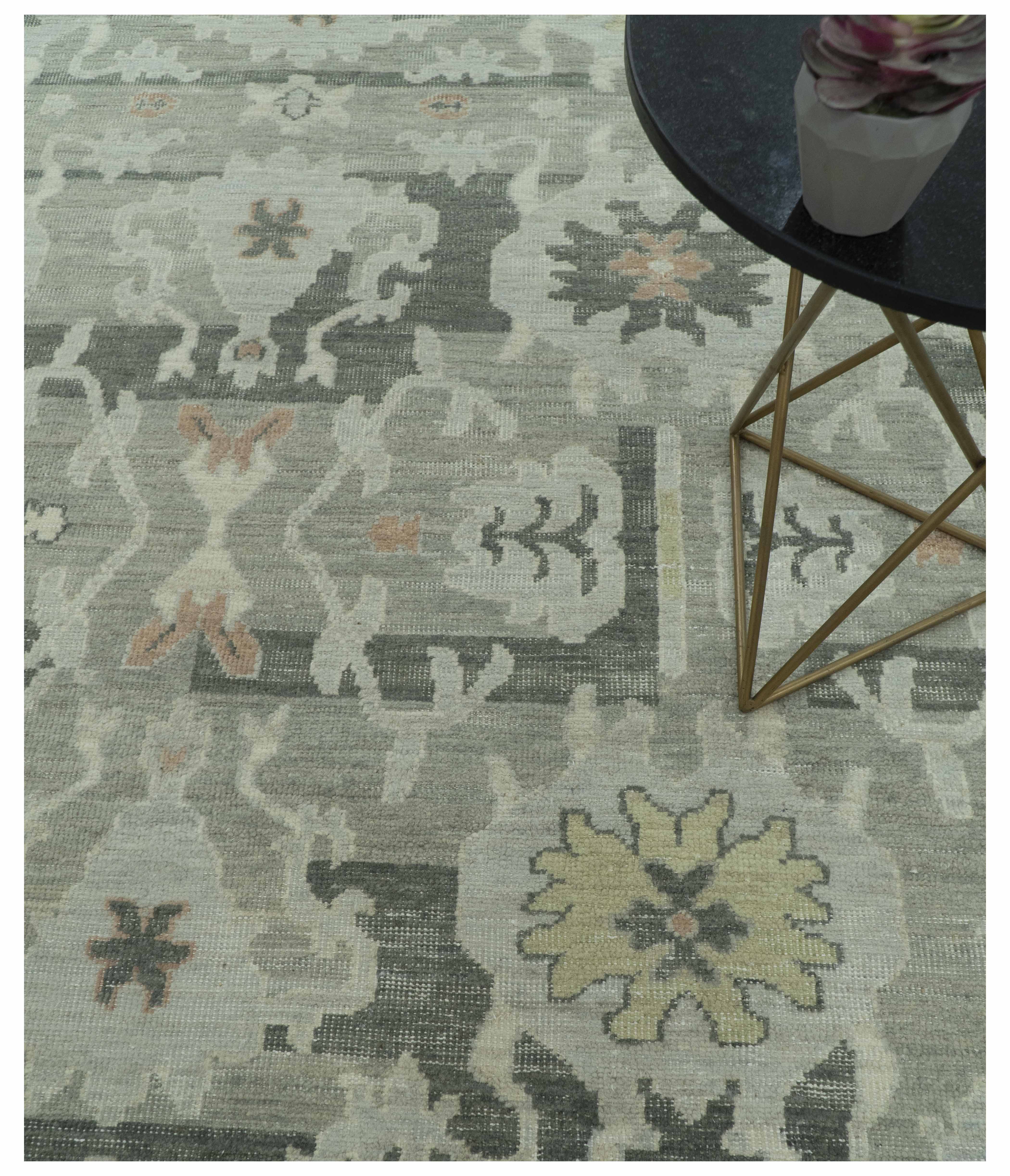 Modern Ikat Design Silver And Blue Hand Knotted Custom Made wool rug - Image 11