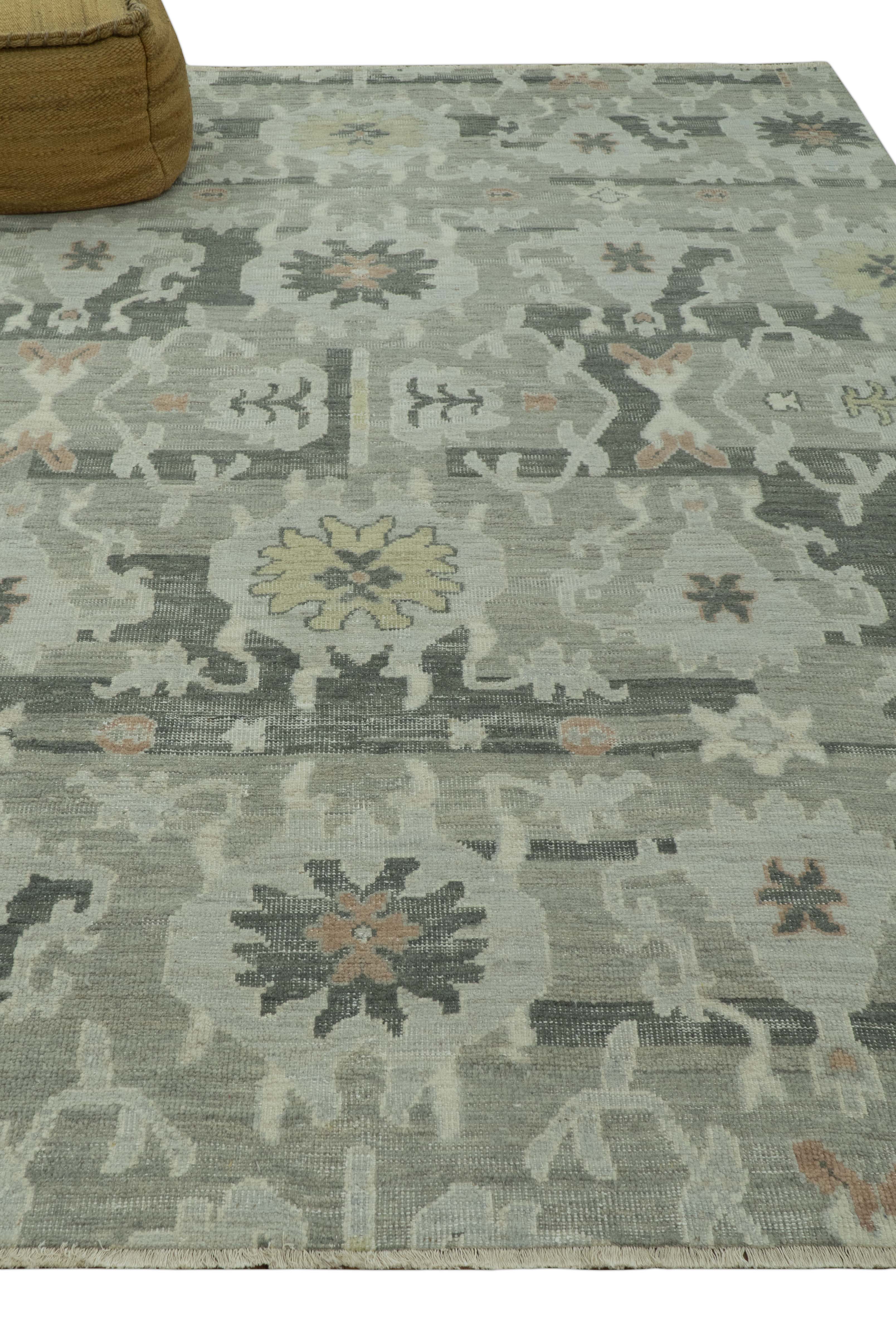 Modern Ikat Design Silver And Blue Hand Knotted Custom Made wool rug - Image 3
