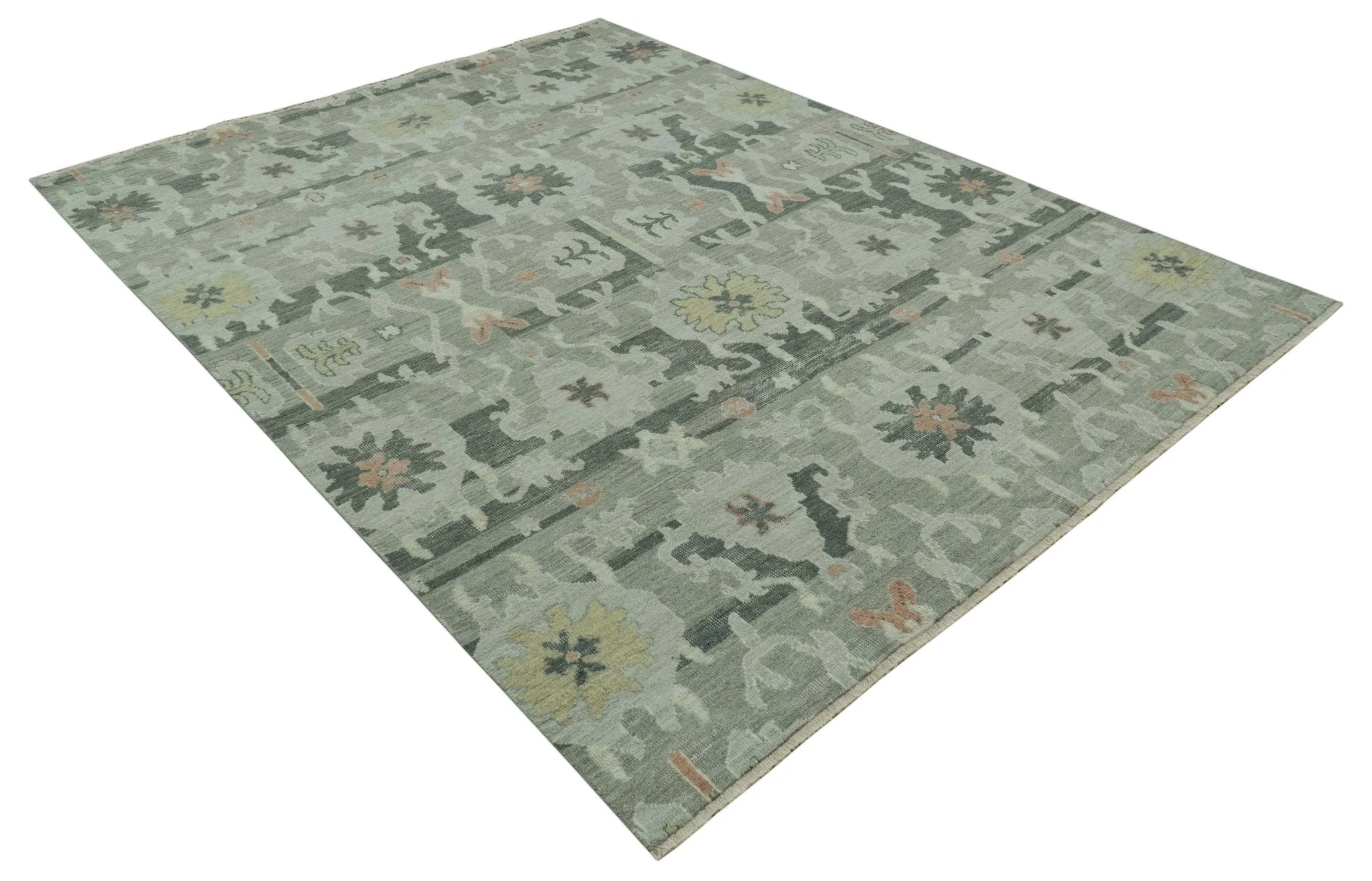 Modern Ikat Design Silver And Blue Hand Knotted Custom Made wool rug - Image 4
