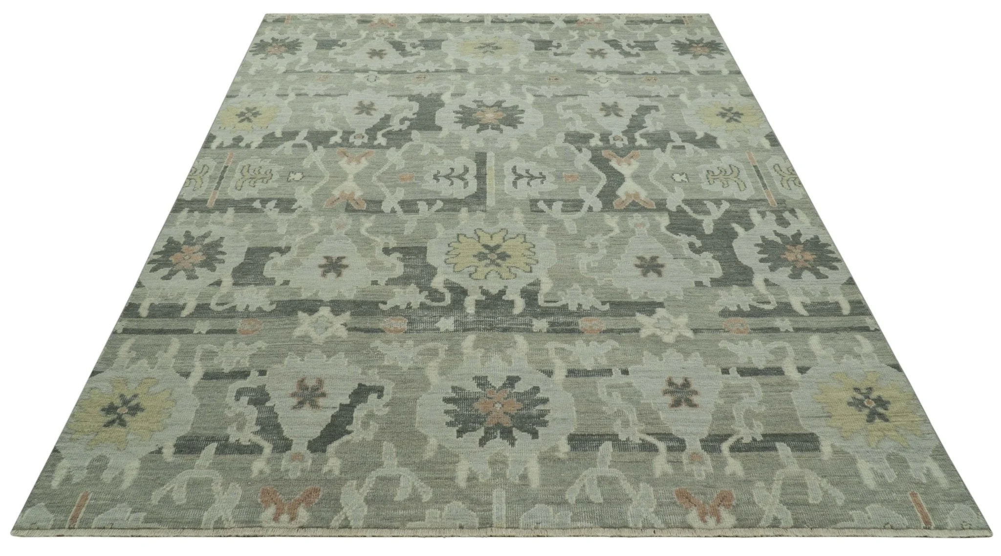 Modern Ikat Design Silver And Blue Hand Knotted Custom Made wool rug - Image 5