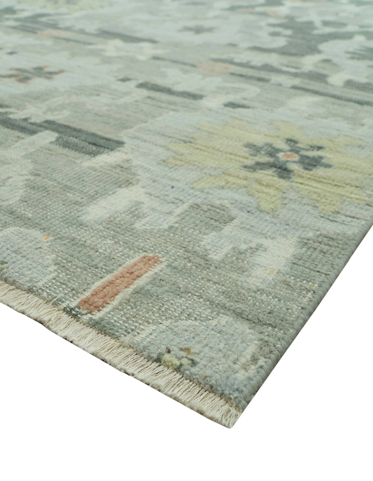 Modern Ikat Design Silver And Blue Hand Knotted Custom Made wool rug - Image 6