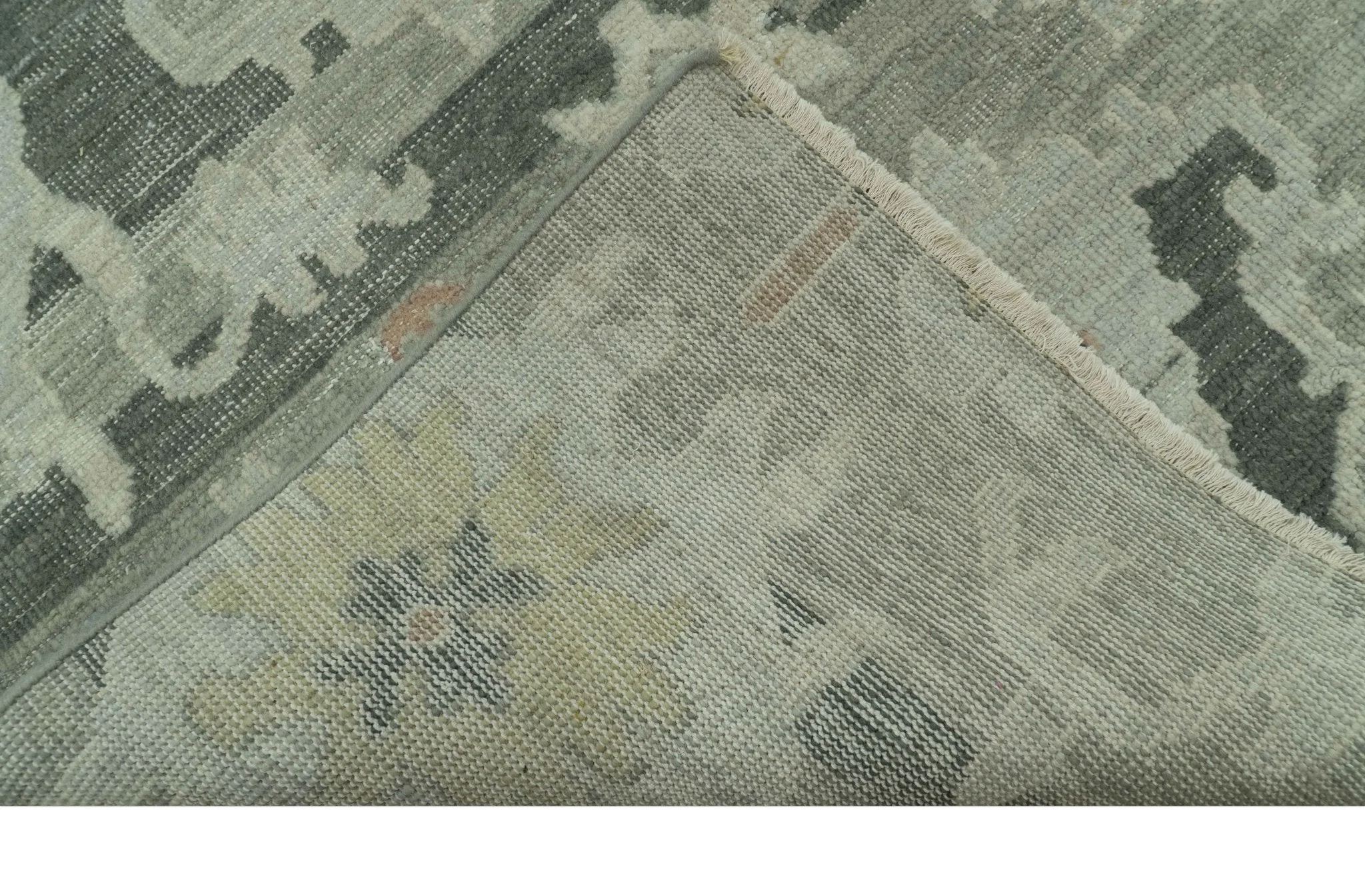 Modern Ikat Design Silver And Blue Hand Knotted Custom Made wool rug - Image 8
