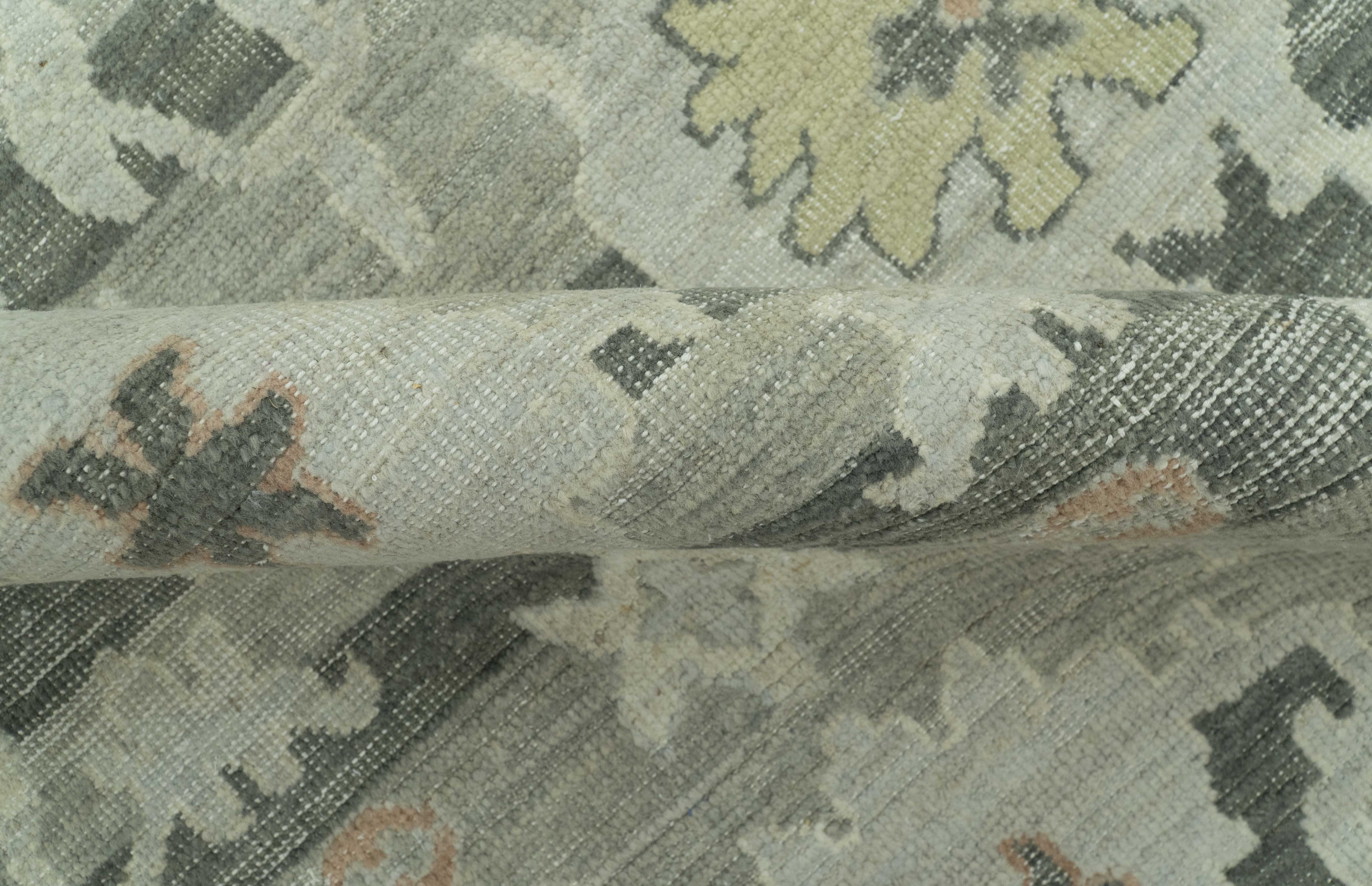 Modern Ikat Design Silver And Blue Hand Knotted Custom Made wool rug - Image 9